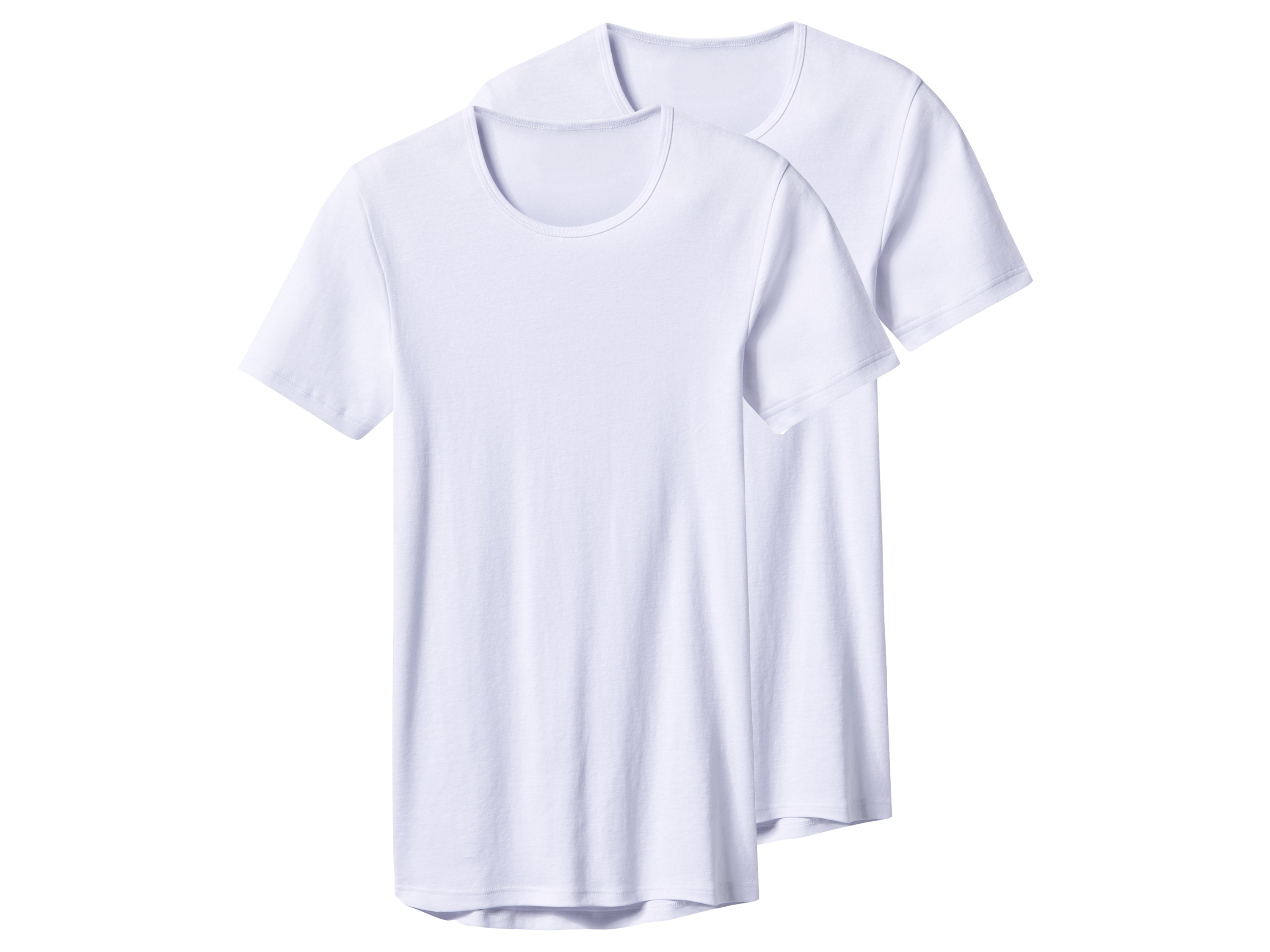 esmara Men Podkoszulki męskie z bawełny, 2 sztuki Dekolt okrągły, Biały, 7/Xl