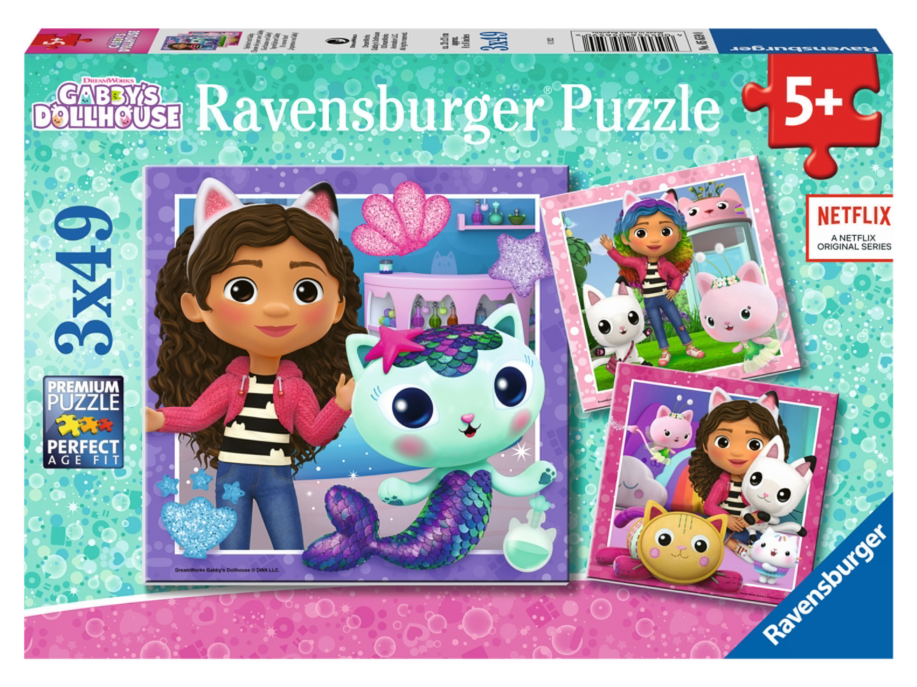 Ravensburger Puzzle dla dzieci Domek dla lalek Gabby 3x49p