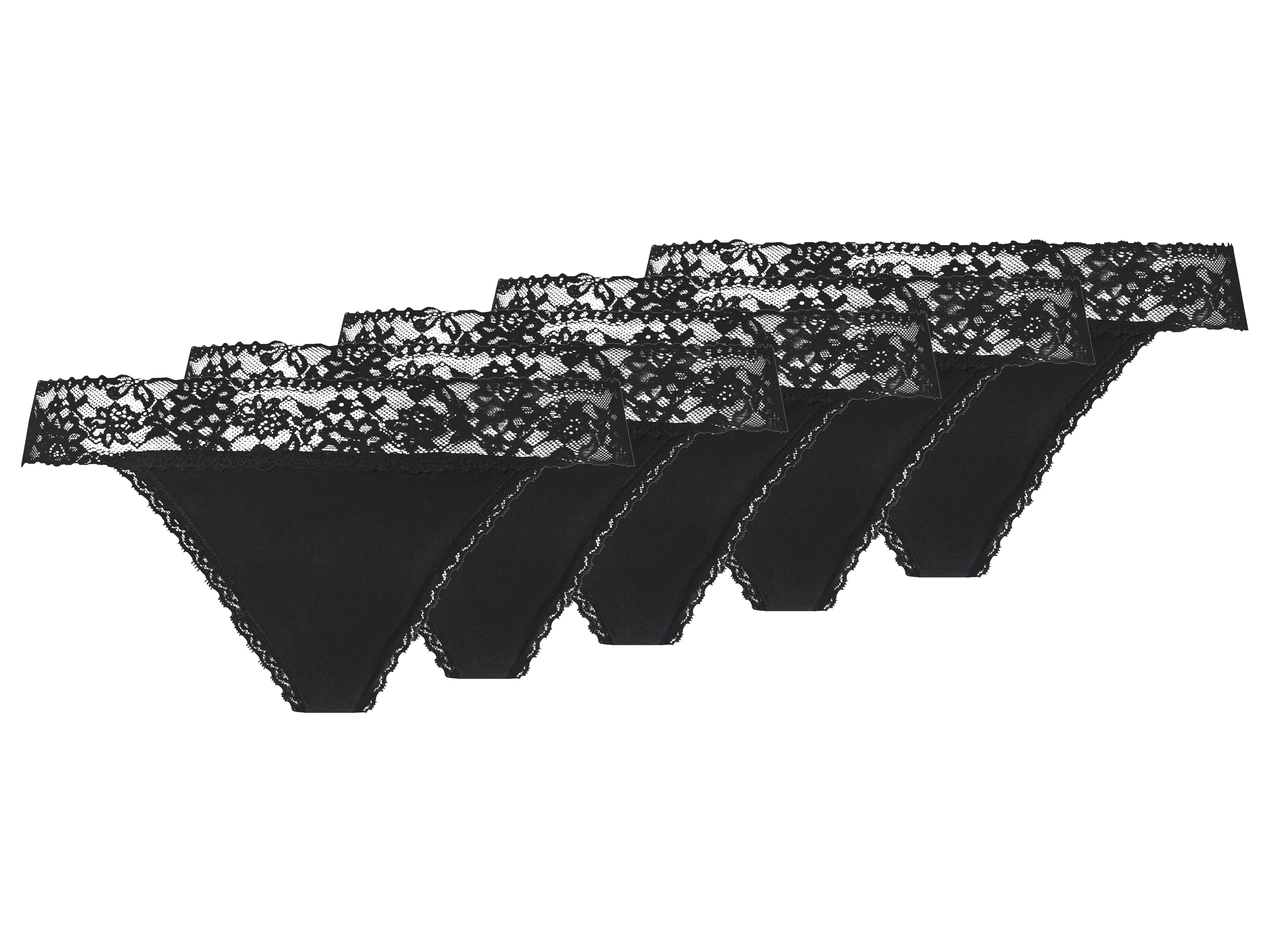 esmara Stringi damskie z bawełną, 5 par Czarny, S36/38