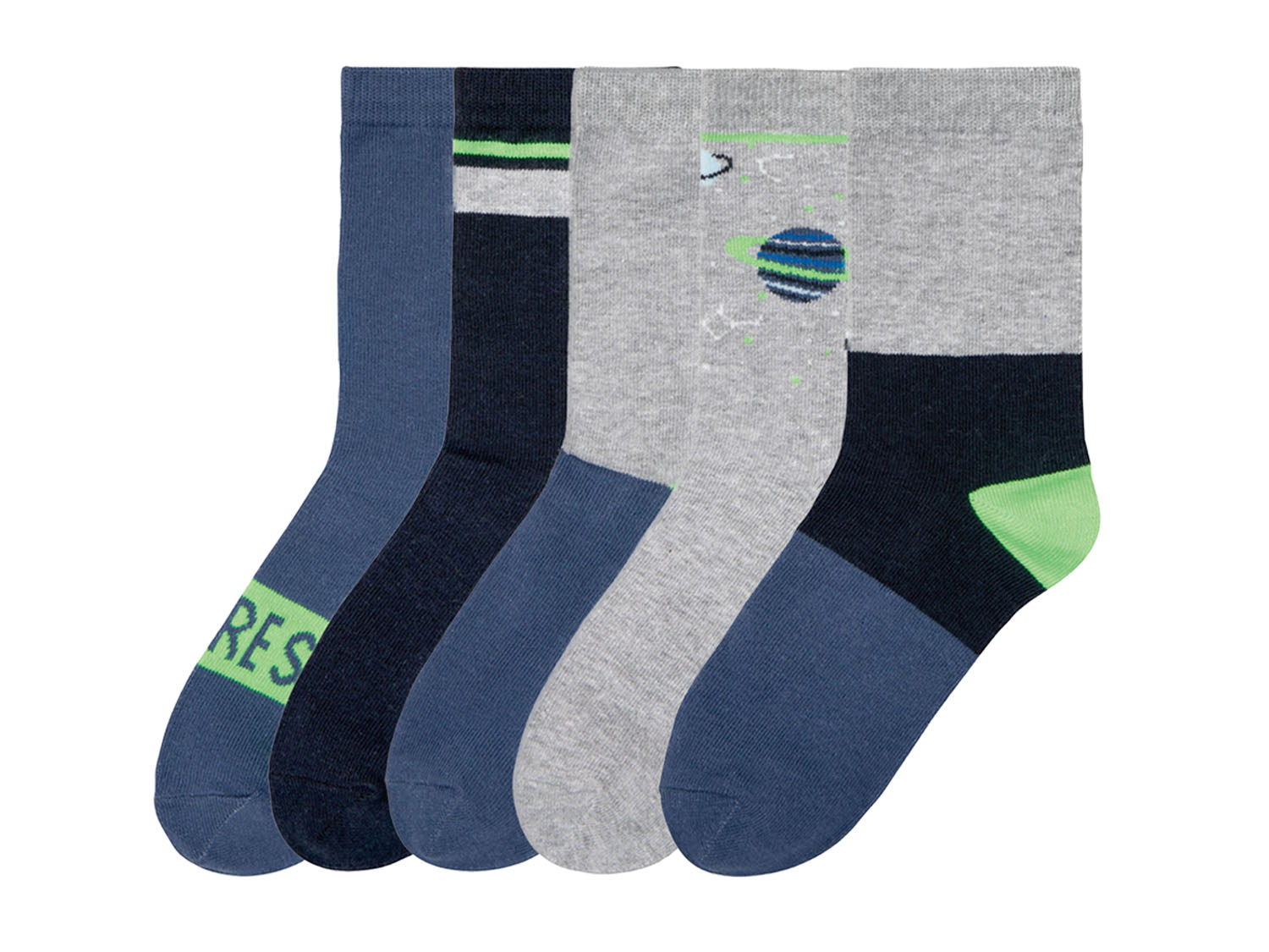 pepperts! Skarpety chłopięce, 5 par 35/38, Szary/ niebieski/ granatowy/ zielony