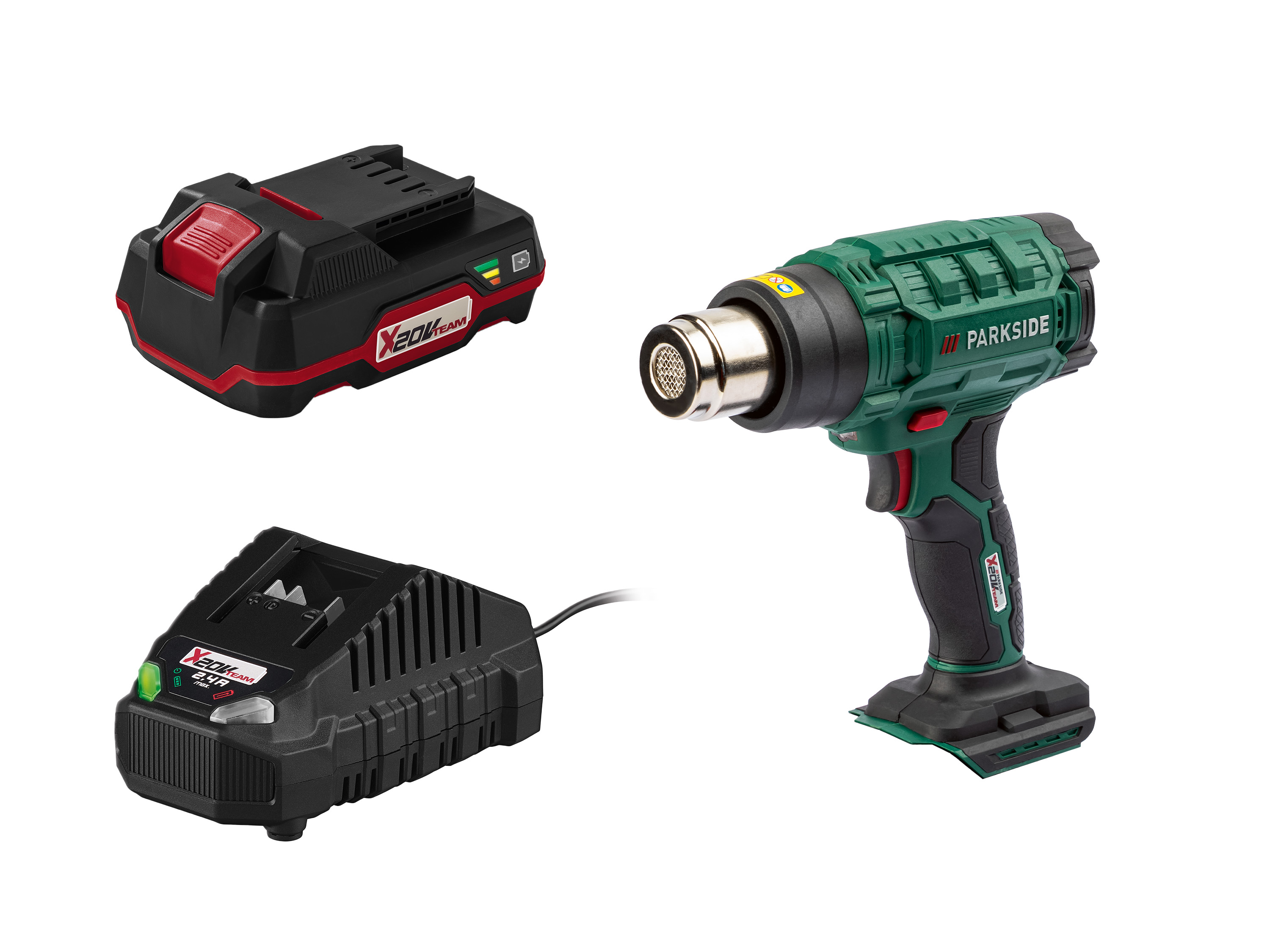 Parkside Zestaw Akumulatorowa opalarka 20 V z akumulatorem 2 Ah i ładowarką 4,5 A