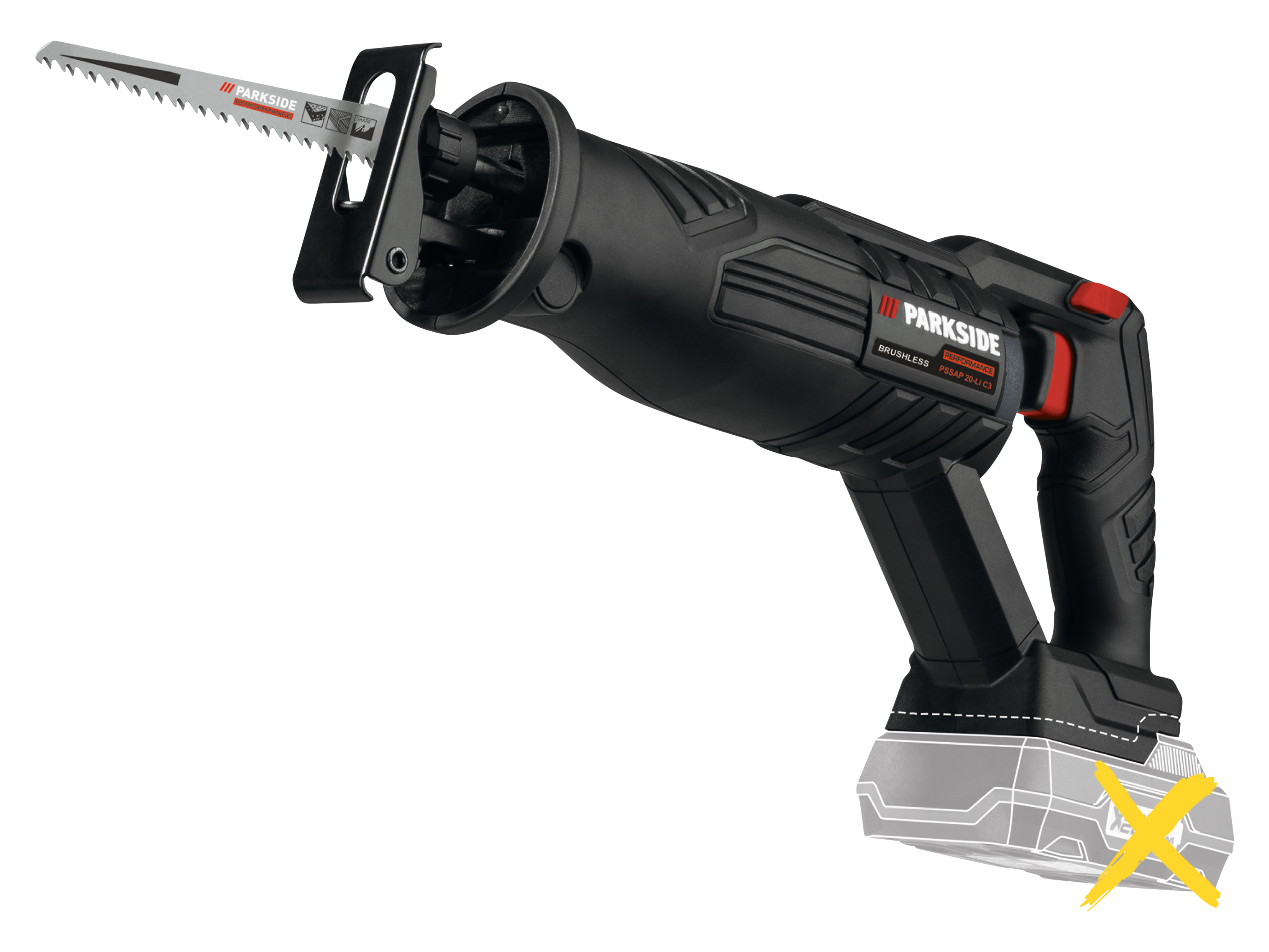 Parkside Performance Akumulatorowa piła szablasta 20 V, Pssap 20 Li C3 bez akumulatora i ładowarki