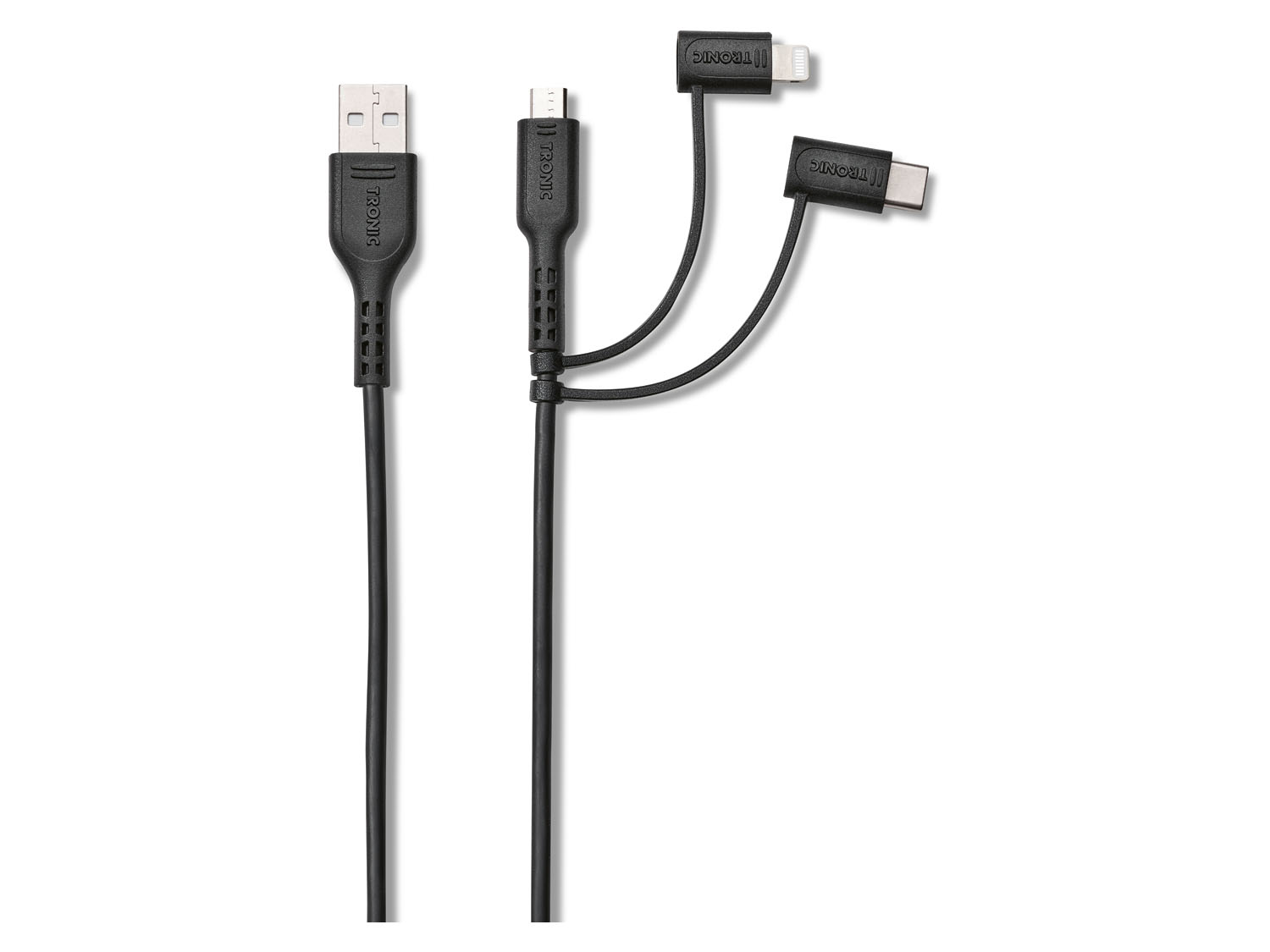 Tronic Kabel do ładowania i transmisji danych, 3-w-1 Czarny