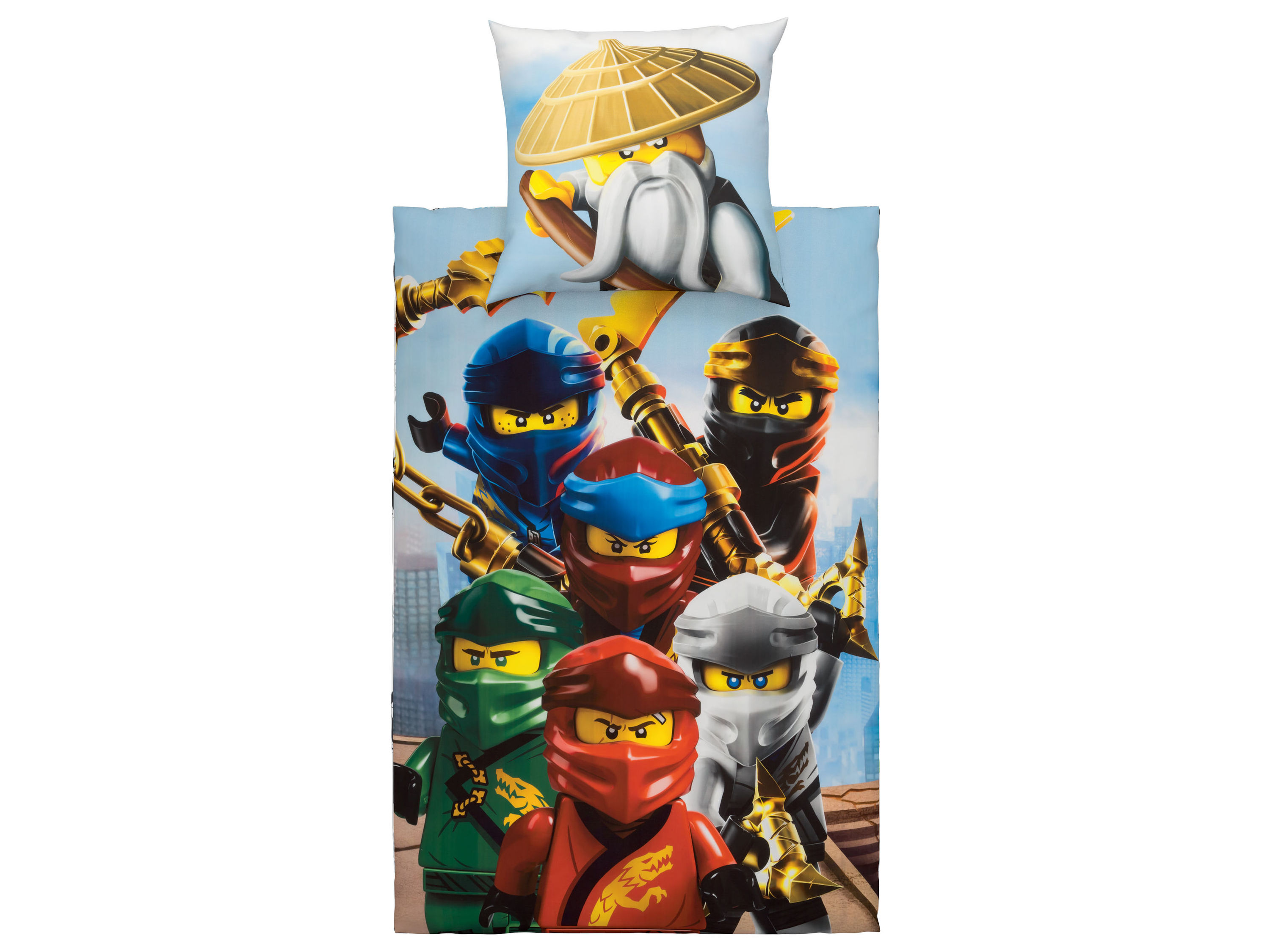 Dwustronna pościel dziecięca Lego Ninjago, 140 x 200 cm Postacie Lego / kolorowy