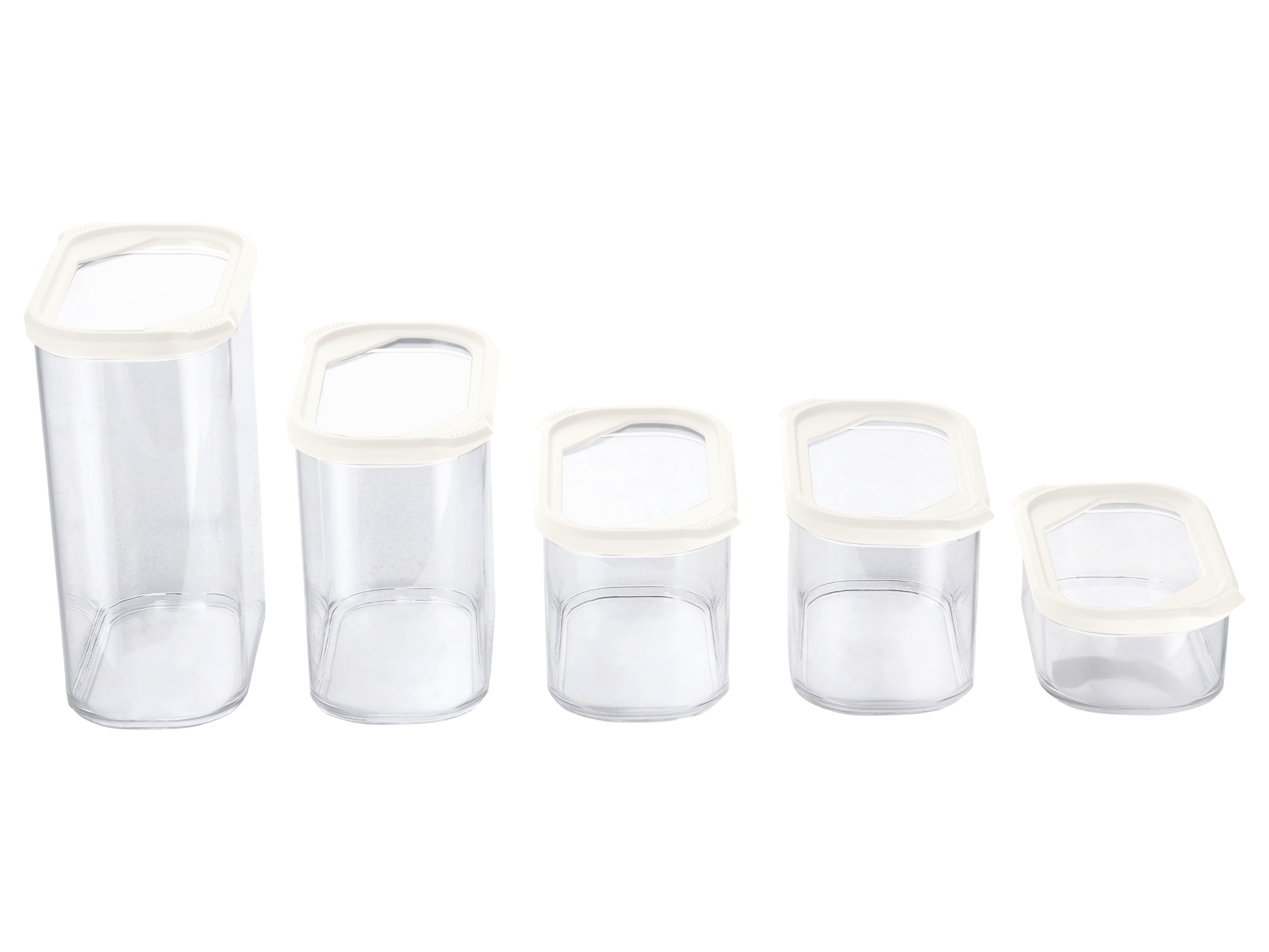 Silvercrest Zestaw 5 pojemników do przechowywania Zestaw 4 rozmiarów/biały