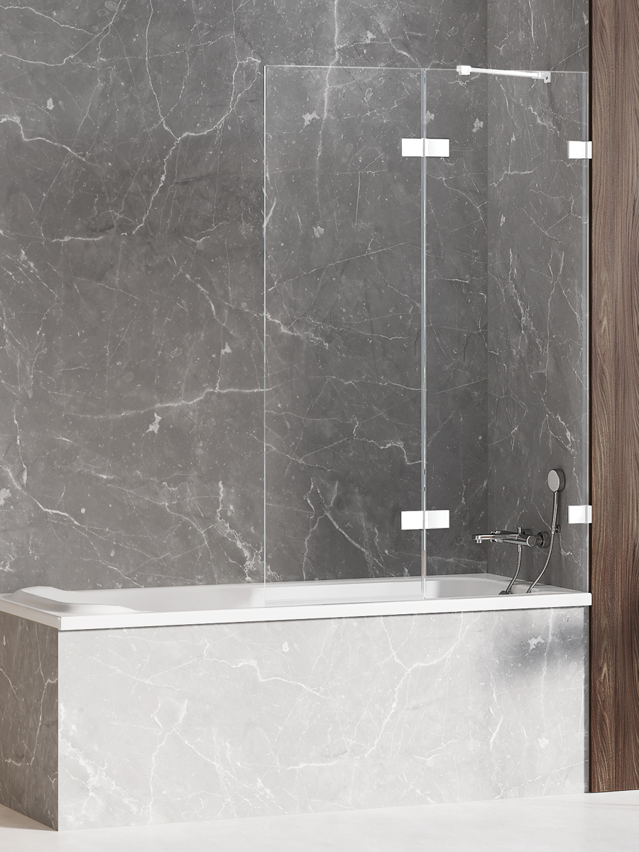 Darmowa Dostawa - Parawan nawannowy 130 cm 2-częściowy biały mat/szkło przezroczyste New Trendy Avexa White EXK2979