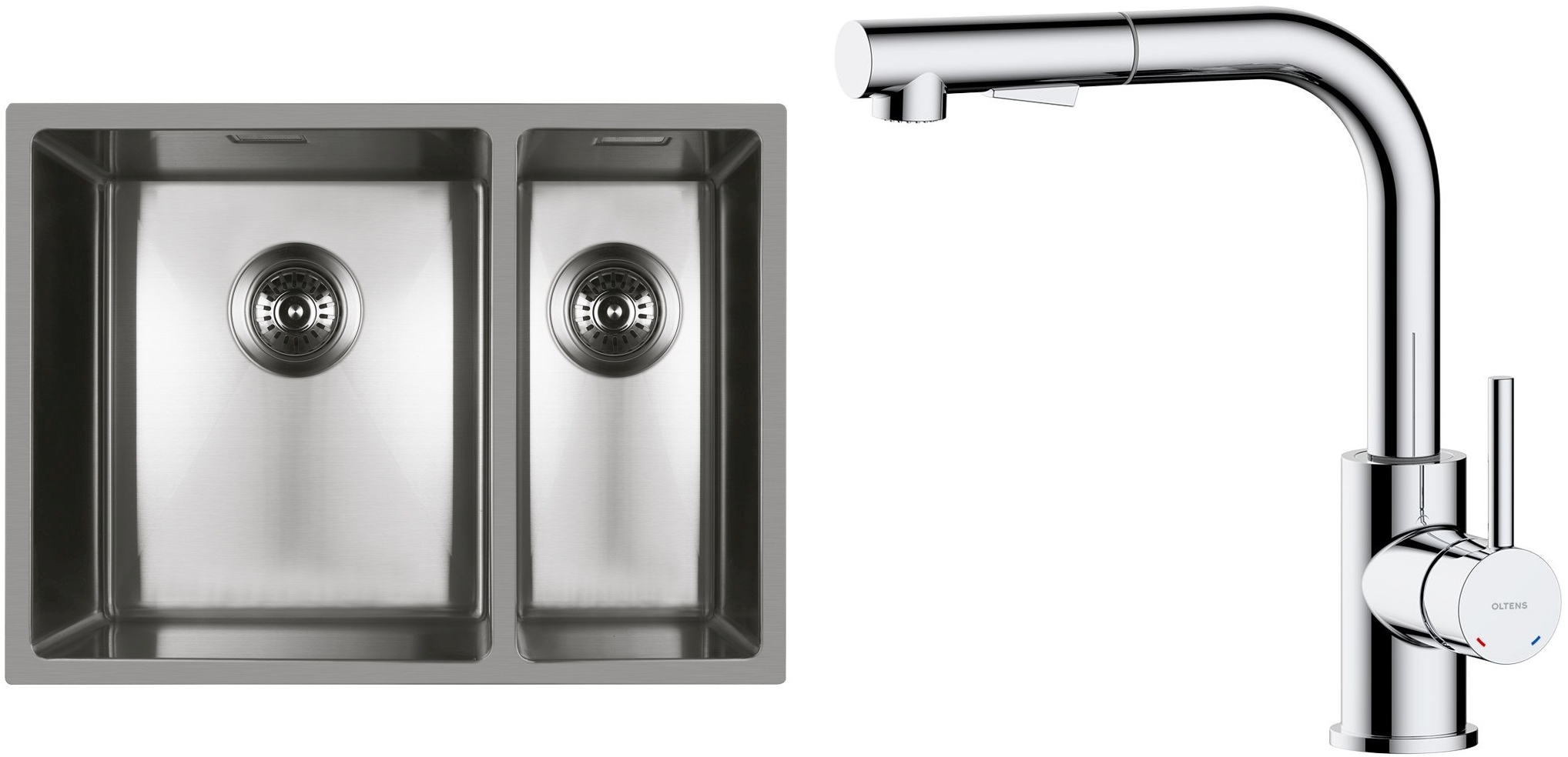 Darmowa Dostawa - Zlewozmywak z baterią stal / chrom Oltens Stalvask abset4366