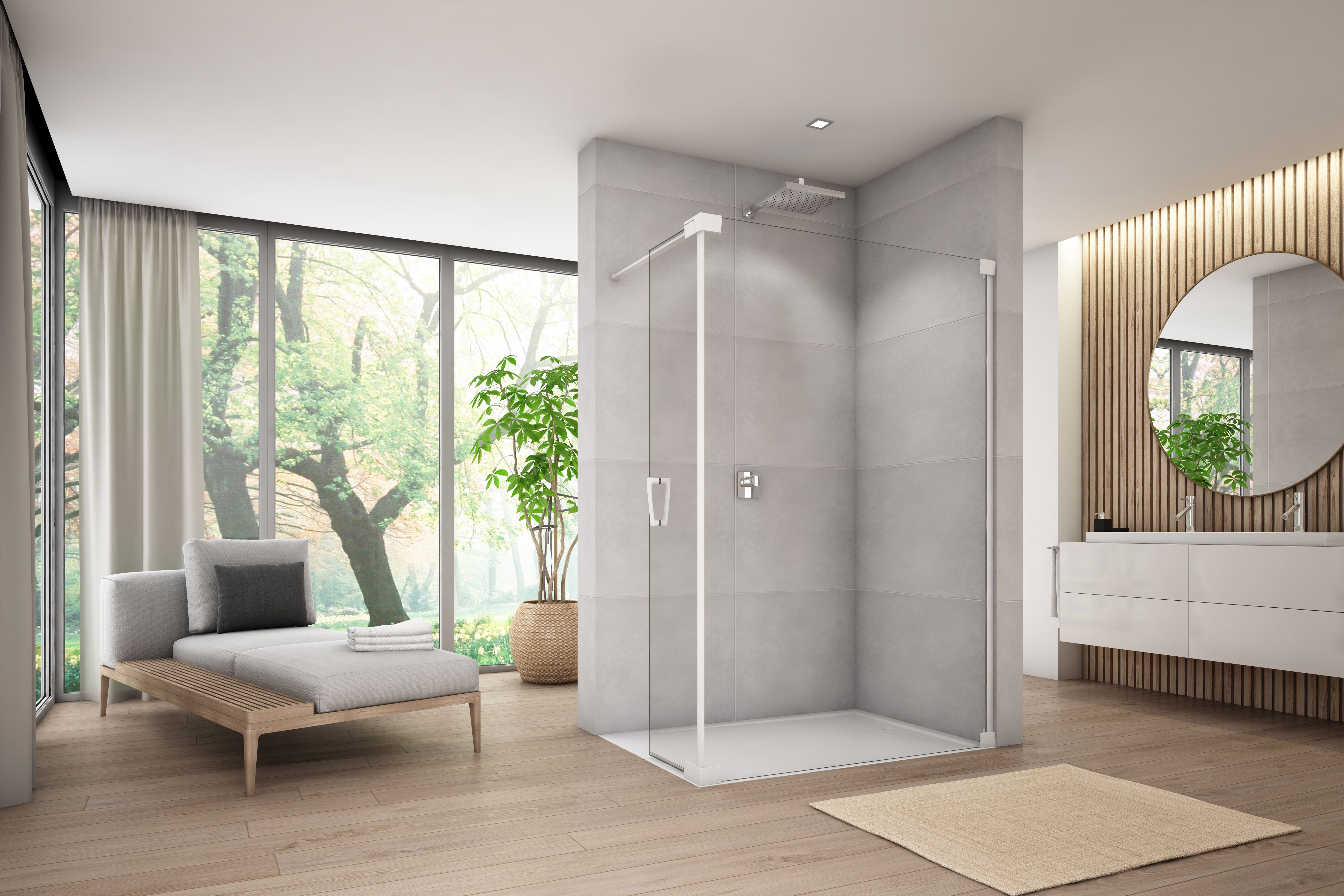 Darmowa Dostawa - Ścianka prysznicowa 120 cm biały mat/szkło przezroczyste Ronal Cadura CADUOD1200907