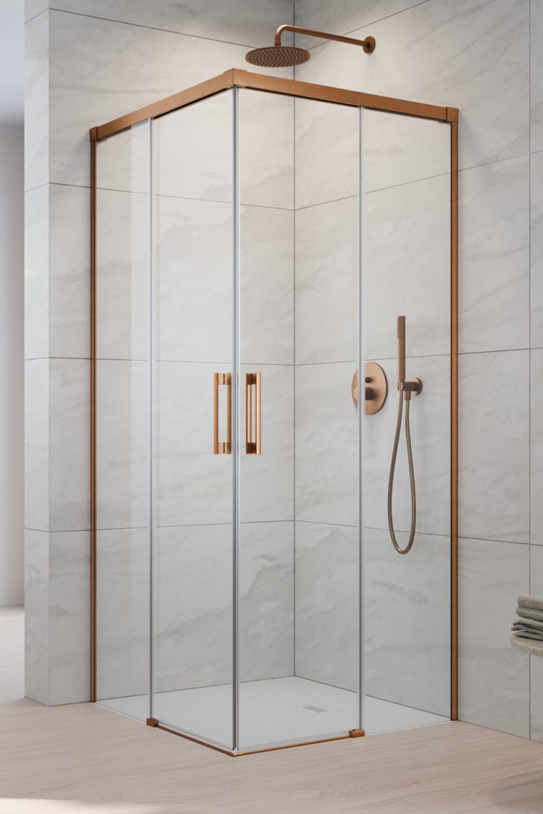 Darmowa Dostawa - Drzwi prysznicowe 80 cm rozsuwane miedź szczotkowany/szkło przezroczyste Radaway Idea 6 Brushed Copper KDD 3870619301L