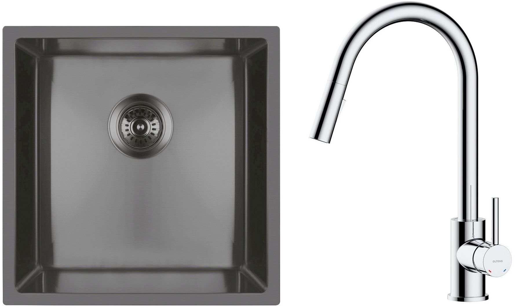 Darmowa Dostawa - Zlewozmywak z baterią czarny / chrom Oltens Stalvask abset4347