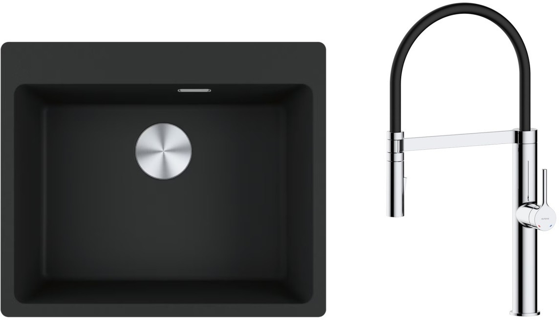 Darmowa Dostawa - Zlewozmywak z baterią czarny/chrom Franke Maris abset4509