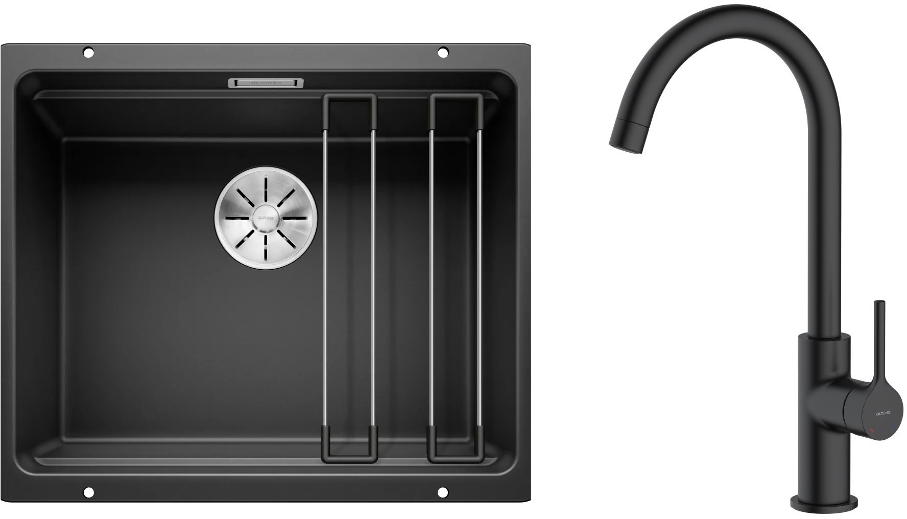 Darmowa Dostawa - Zlewozmywak z baterią czarny / czarny Blanco Etagon 500-U abset4664