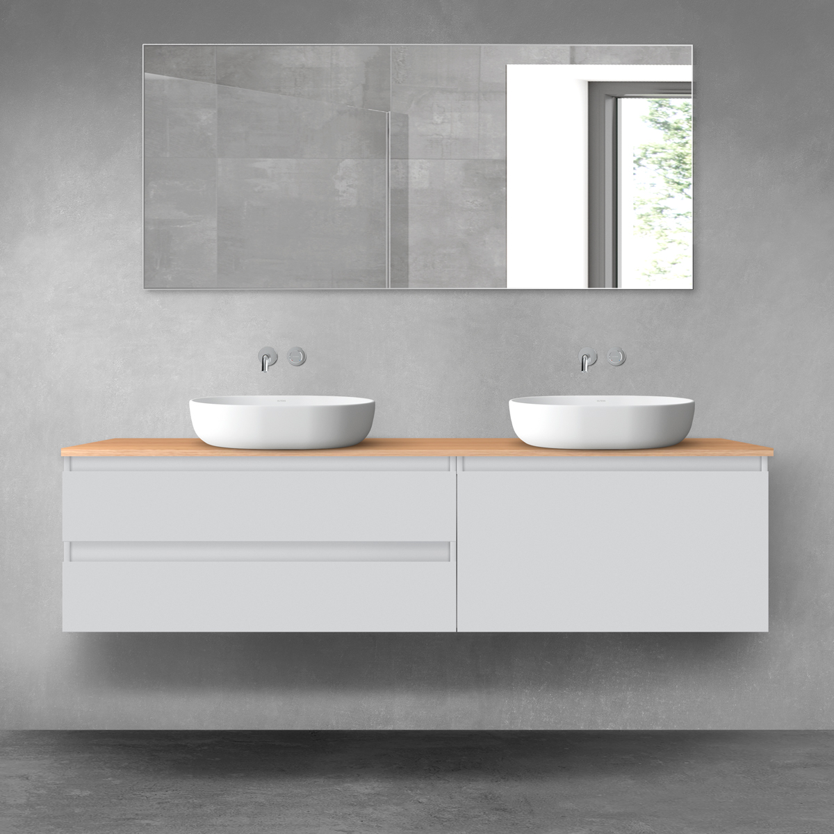 Darmowa Dostawa - Zestaw mebli łazienkowych 180x46.4x48.6 cm podumywalkowa wisząca szara-dab Oltens Vernal 68567700