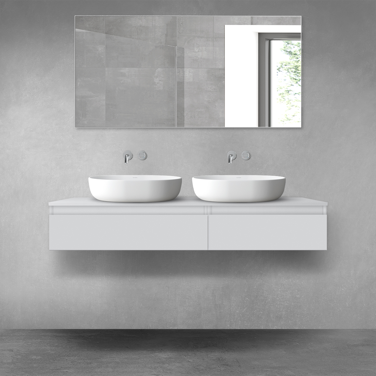 Darmowa Dostawa - Zestaw mebli łazienkowych 140x46.4x25.2 cm podumywalkowa wisząca szara Oltens Vernal 68320700