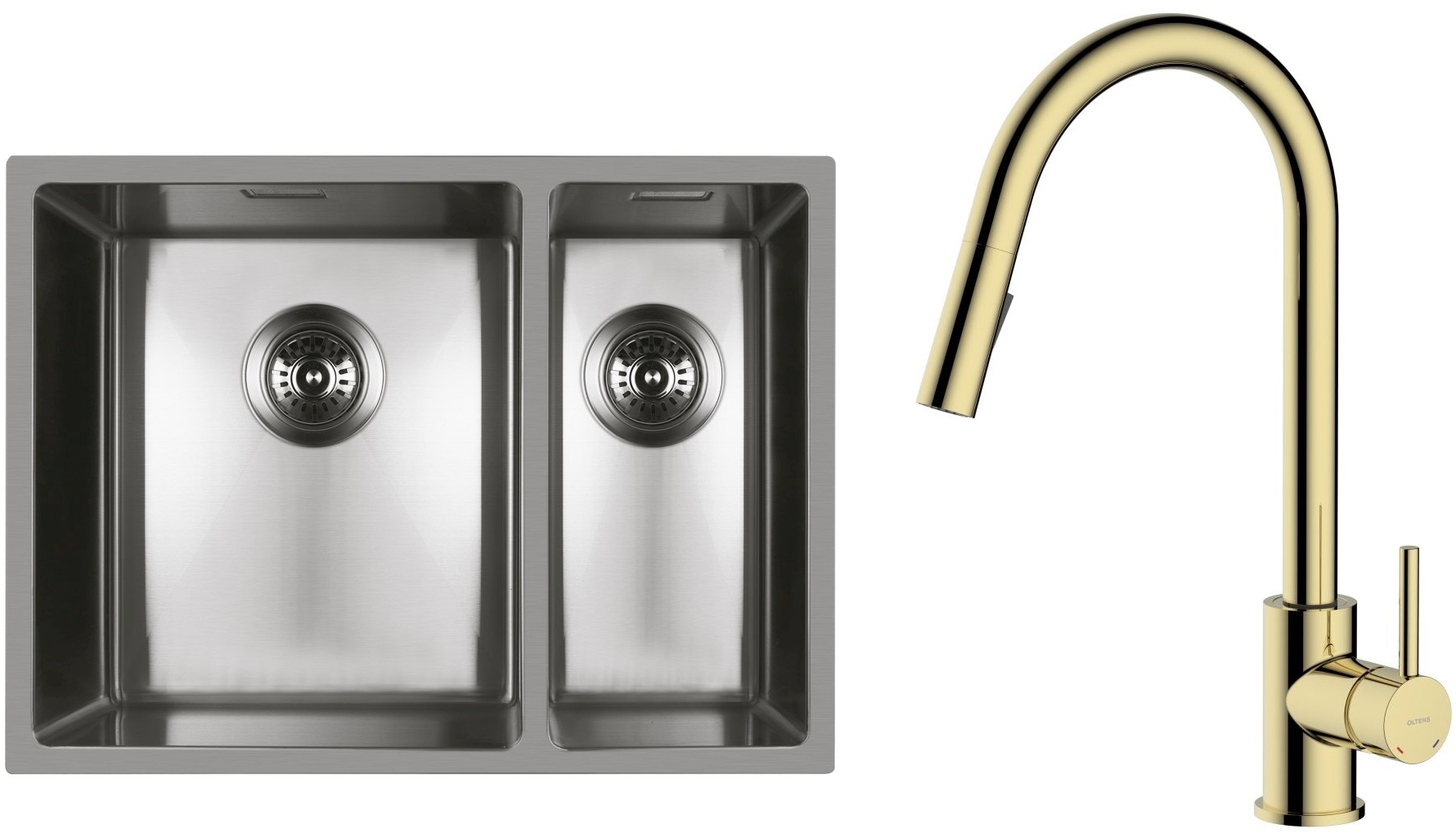 Darmowa Dostawa - Zlewozmywak z baterią stal / złoty Oltens Stalvask abset4359