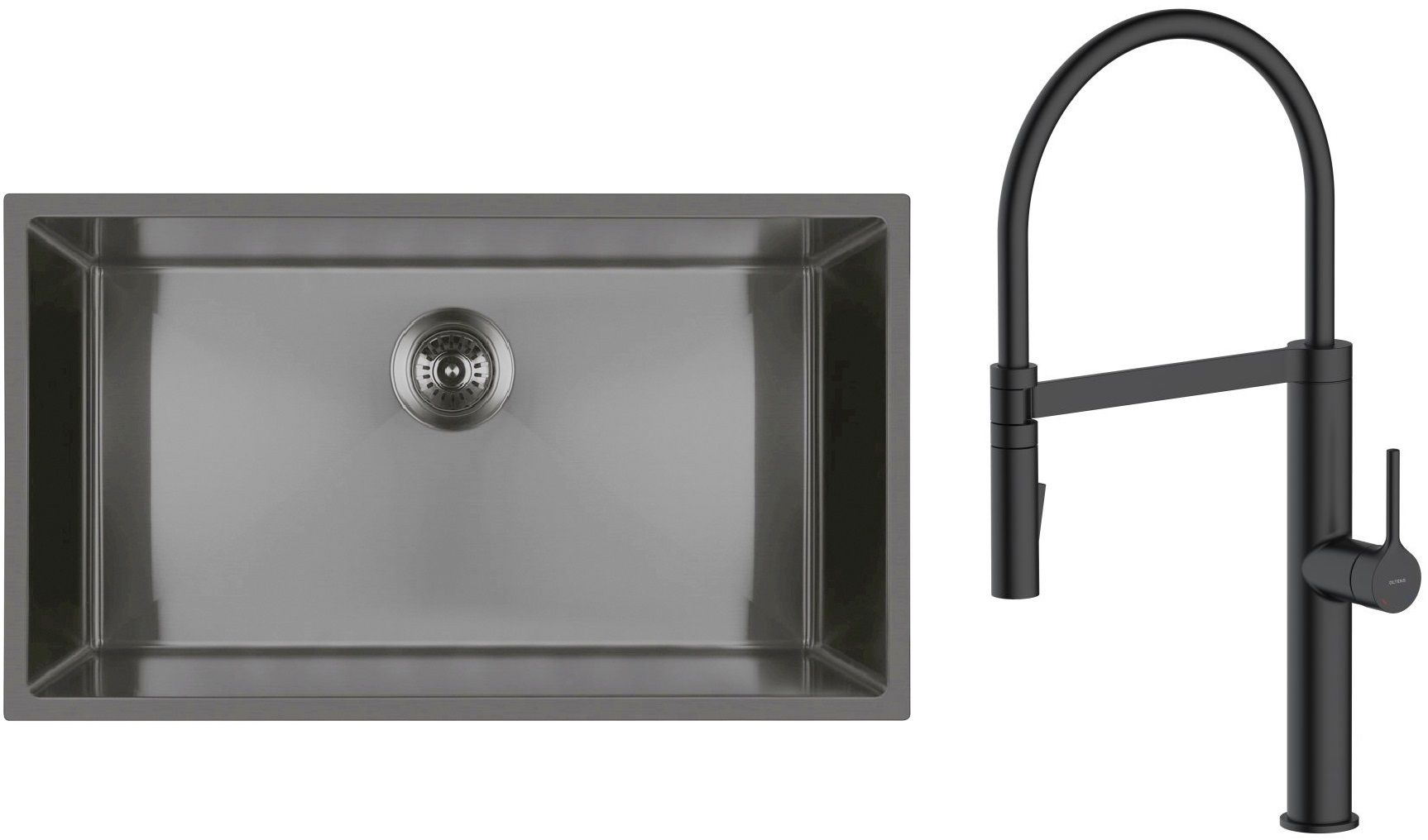 Darmowa Dostawa - Zlewozmywak z baterią czarny / czarna Oltens Stalvask abset4418