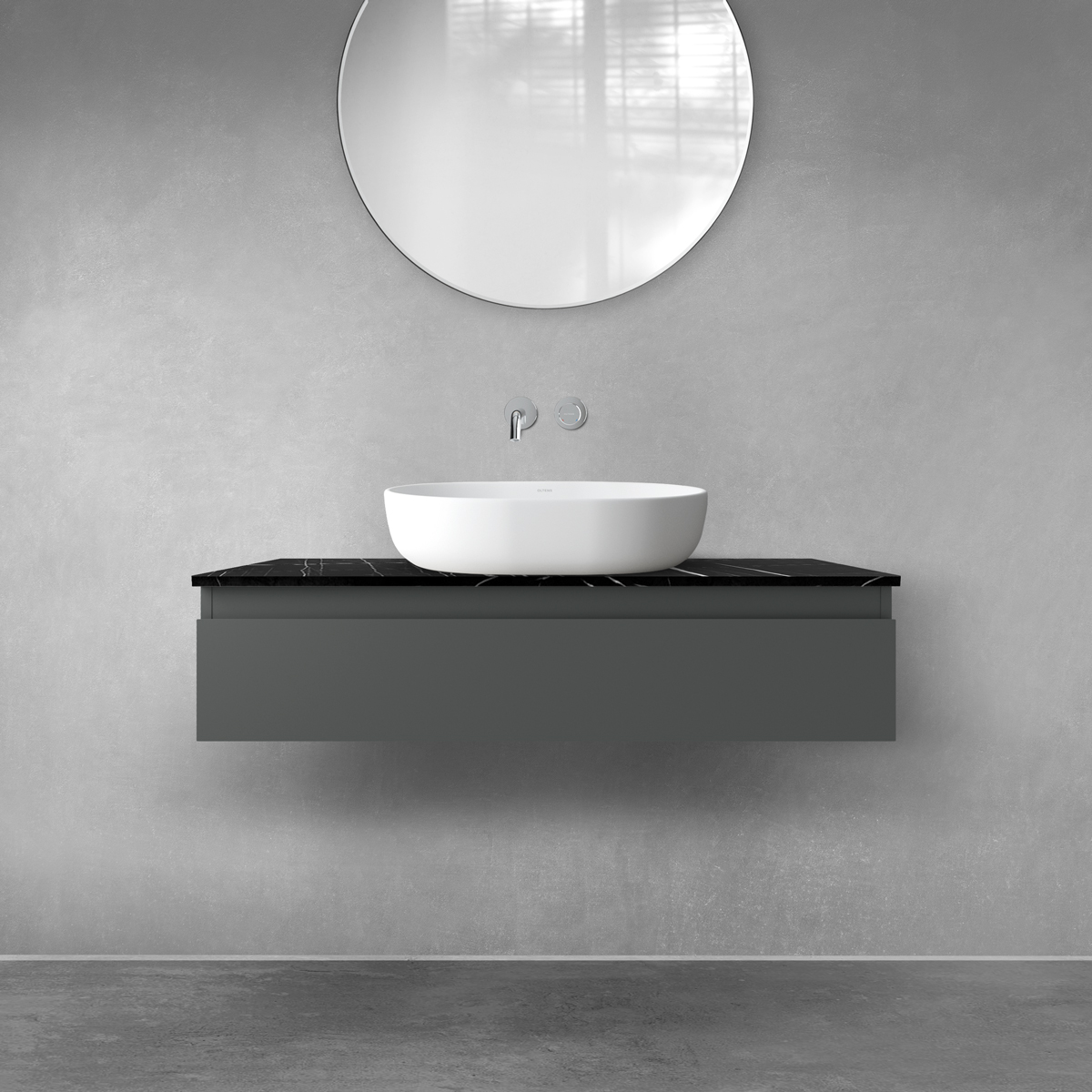 Darmowa Dostawa - Szafka z blatem 100x45.6x25.2 cm podumywalkowa wisząca czarna-grafitowa Oltens Vernal 68716400