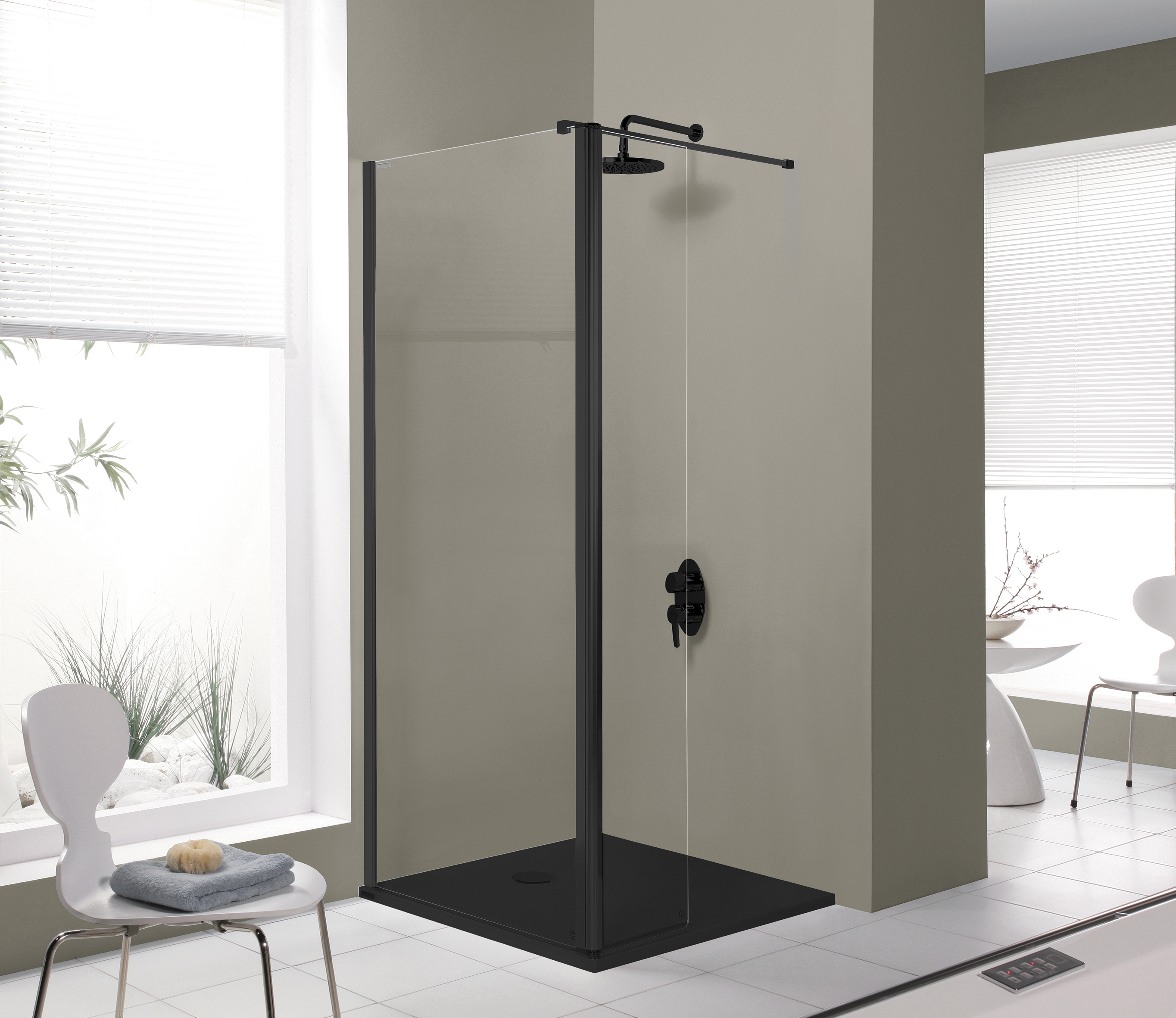 Darmowa Dostawa - Ścianka prysznicowa walk-in 60 cm czarny mat/szkło przezroczyste Sanplast Exa Line 600540124059401