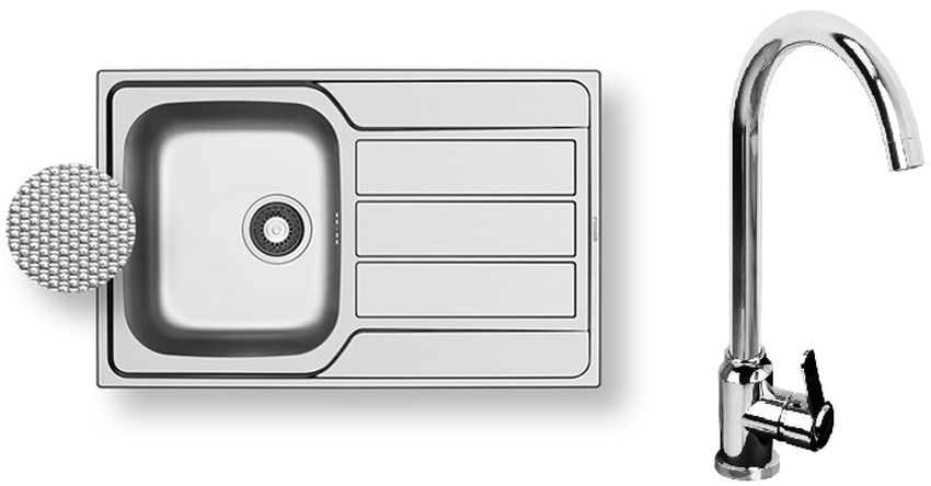 Darmowa Dostawa - Zlewozmywak z baterią stal/chrom Pyramis Athena 100180101L