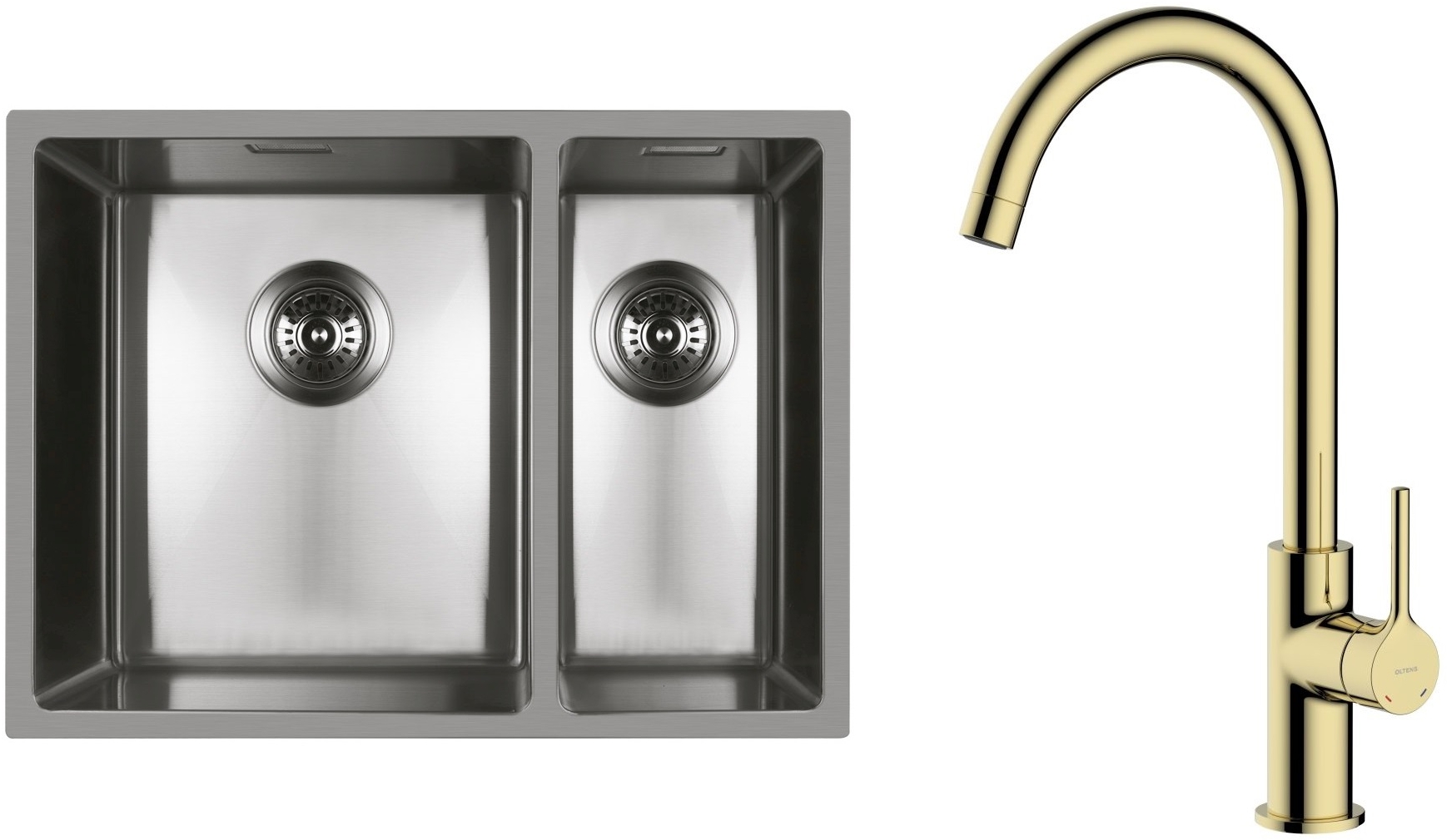 Darmowa Dostawa - Zlewozmywak z baterią stal / złoty Oltens Stalvask abset4401