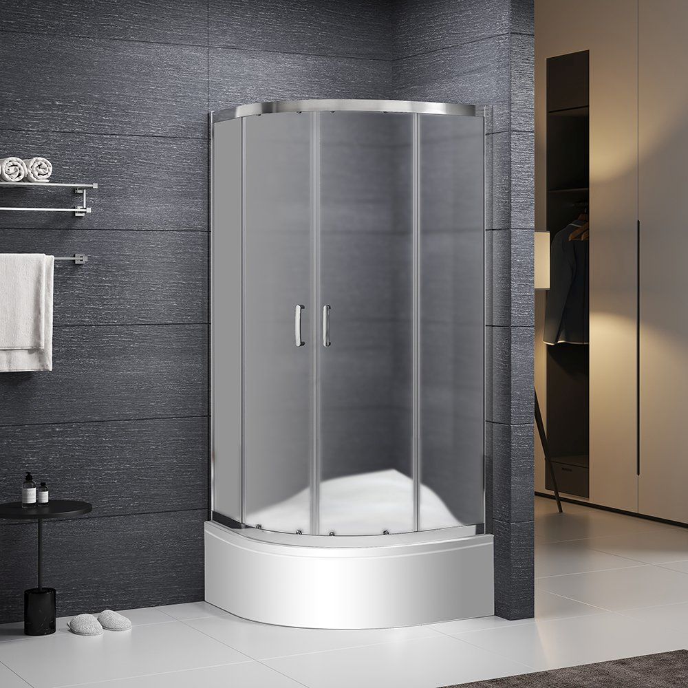 Darmowa Dostawa - Kabina prysznicowa 90x90 cm półokrągła chrom połysk/szkło ze wzorem Roth Mundis N0805