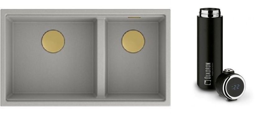 Darmowa Dostawa - Zlewozmywak GraniteQ z kubkiem termicznym 84x48.5 cm szary/grafitowy/onyx Quadron Clark abset9502