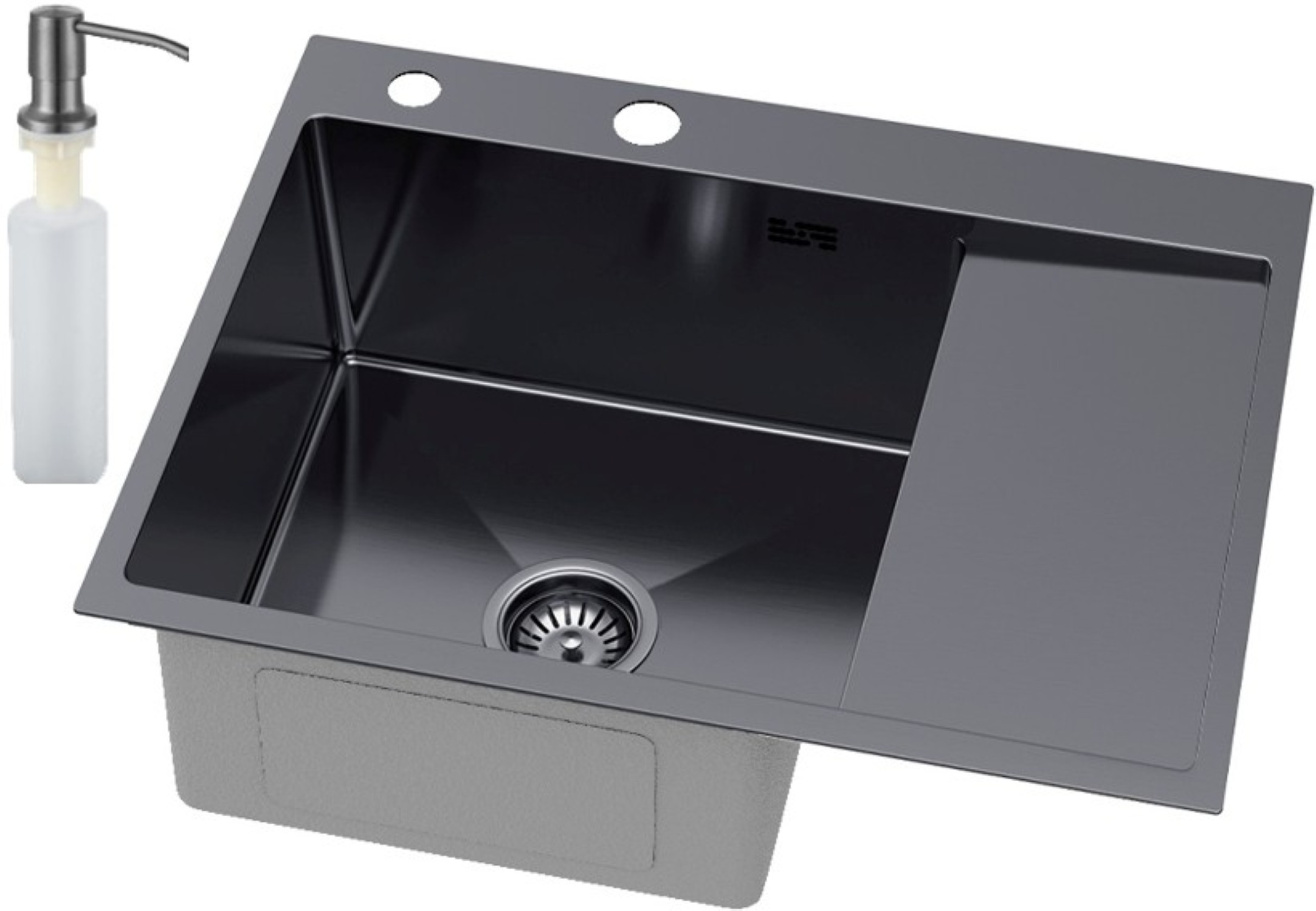 Darmowa Dostawa - Zlewozmywak z dozownikiem 62x48 cm grafit Ruvetti Linar 5002LPVDGRF120WL