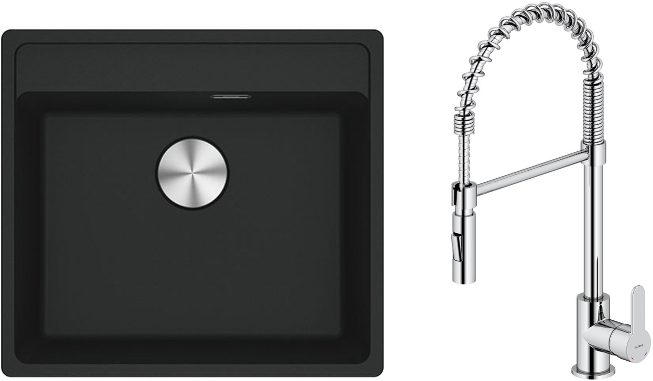 Darmowa Dostawa - Zlewozmywak z baterią czarny / chrom Franke Maris abset4528
