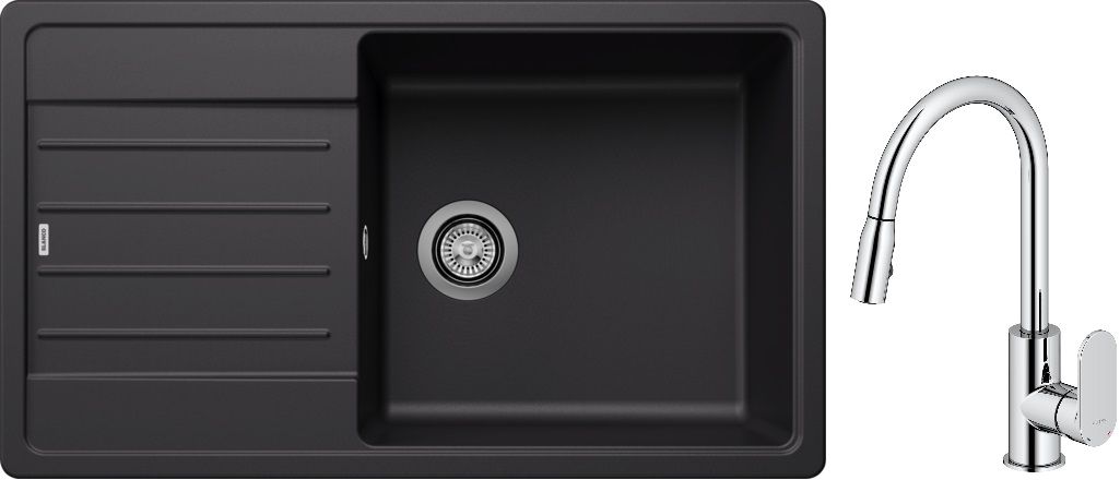 Darmowa Dostawa - Zlewozmywak z baterią czarny/chrom Blanco Legra XL 6 S abset10055