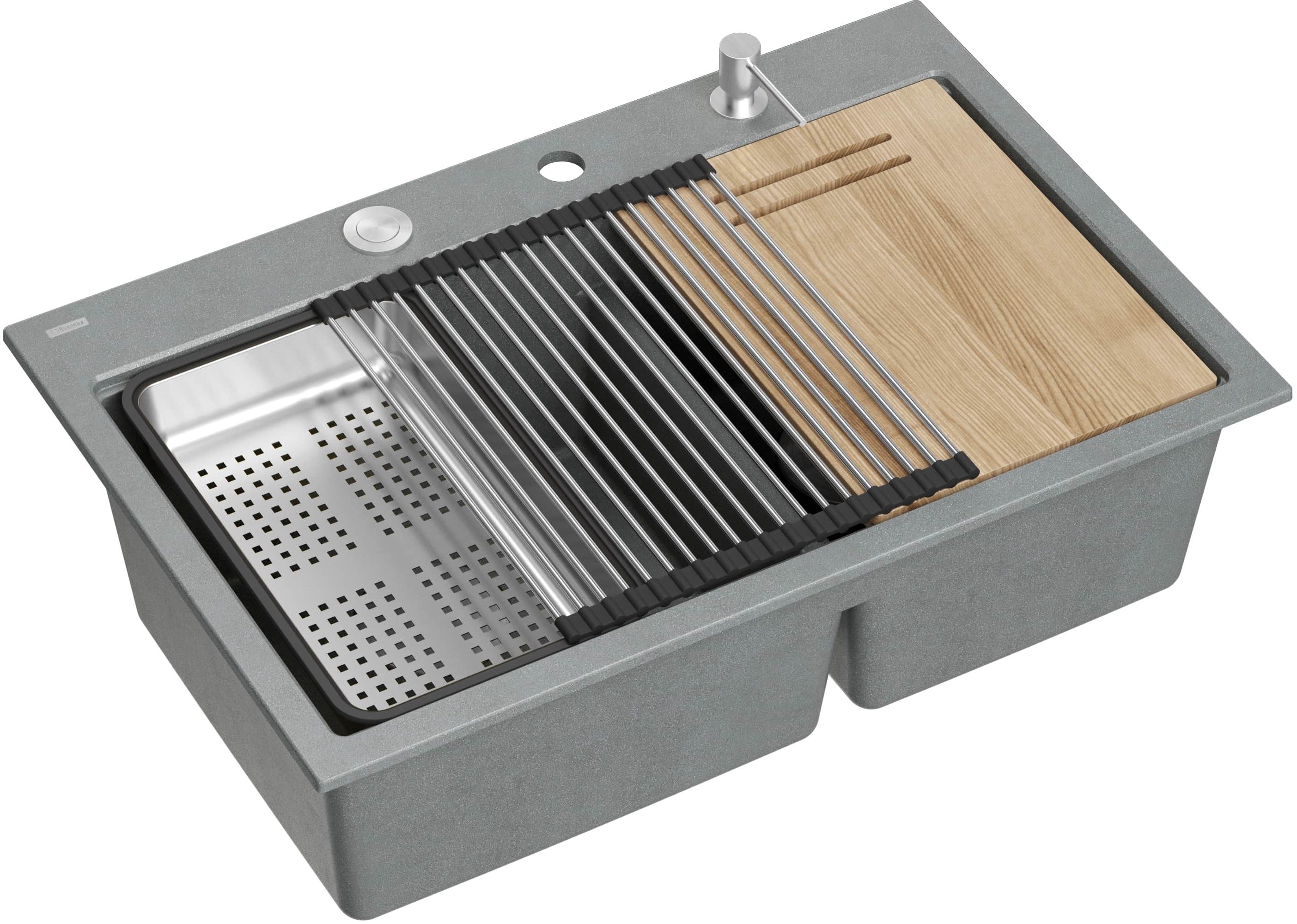 Darmowa Dostawa - Zlewozmywak GraniteQ 76x50 cm szary/grafitowy/onyx Quadron Marc 120 HQC7650U5BS