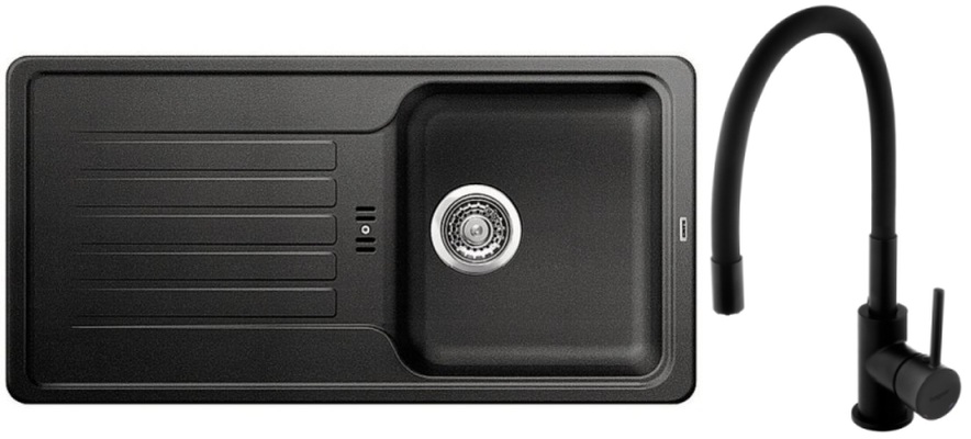 Darmowa Dostawa - Zlewozmywak z baterią antracyt/czarny Blanco Favos 45 S abset10190