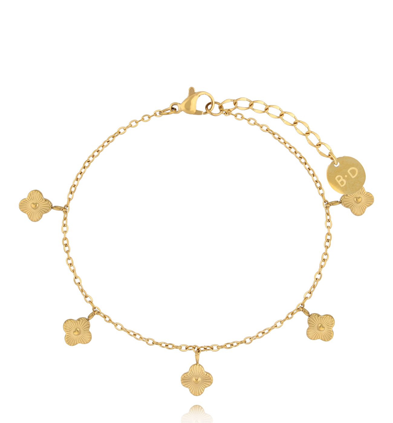 Bransoletka ze złotymi koniczynkami BSY0200