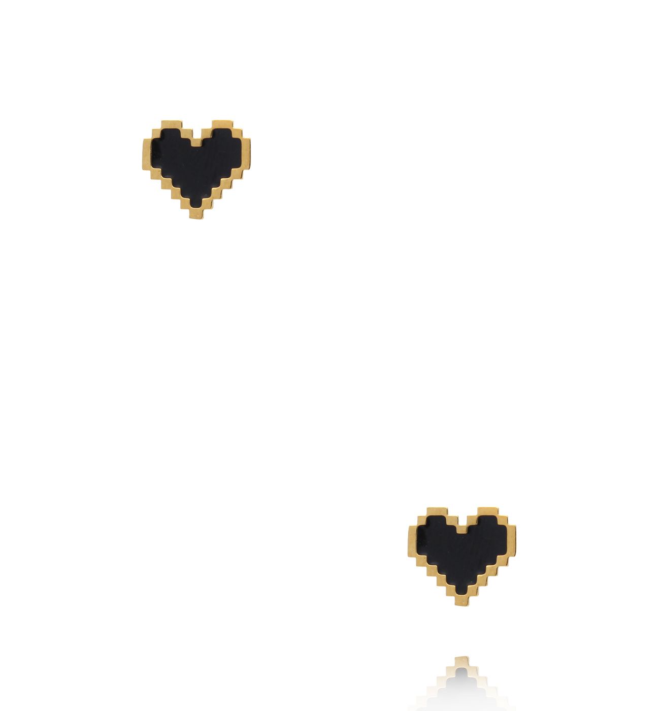 Kolczyki sztyfty pixelowe serca z czarną emalią KSY0717 - By Dziubeka