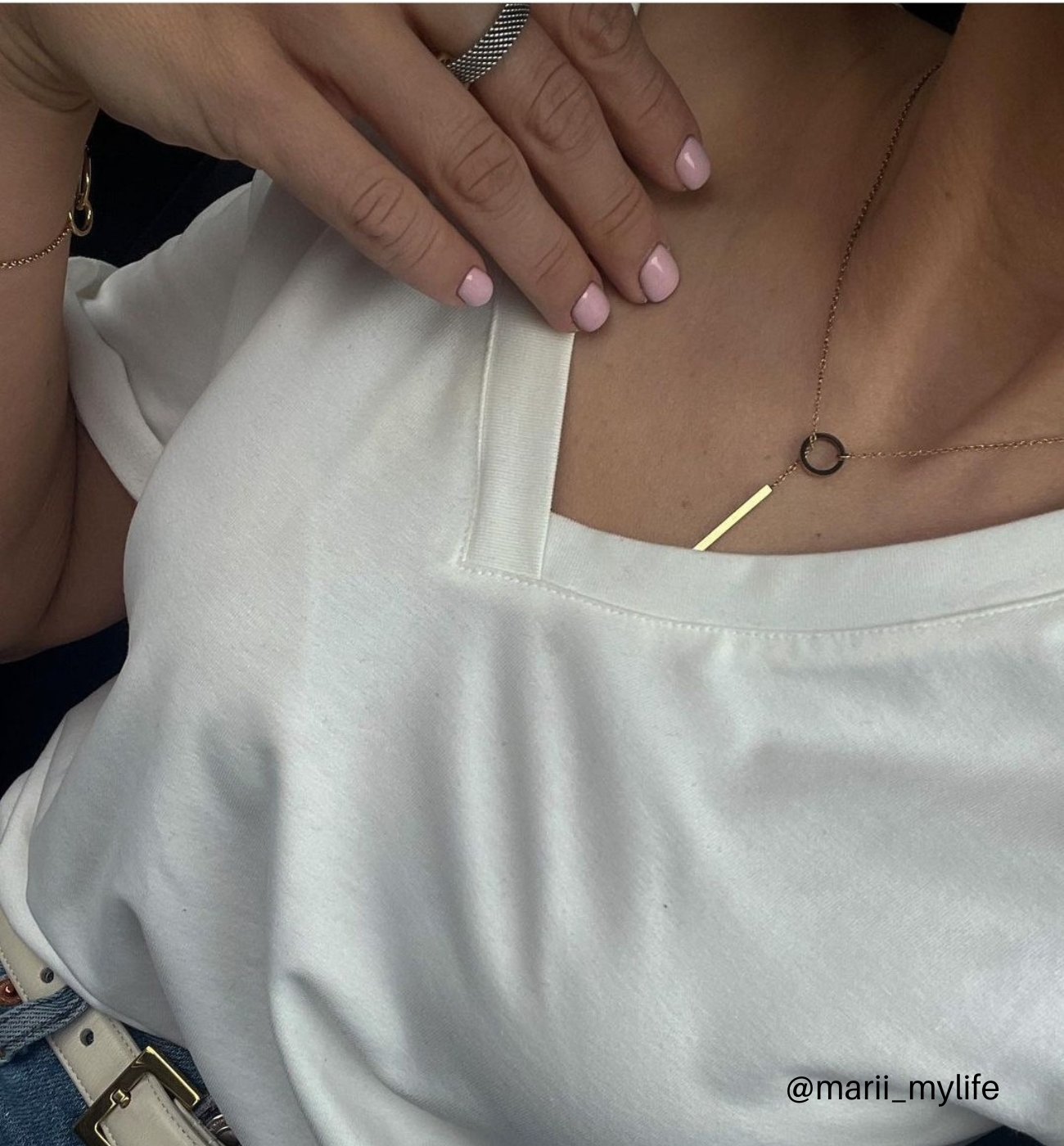 Naszyjnik złoty przekładany z długą zawieszką kółko - By Dziubeka