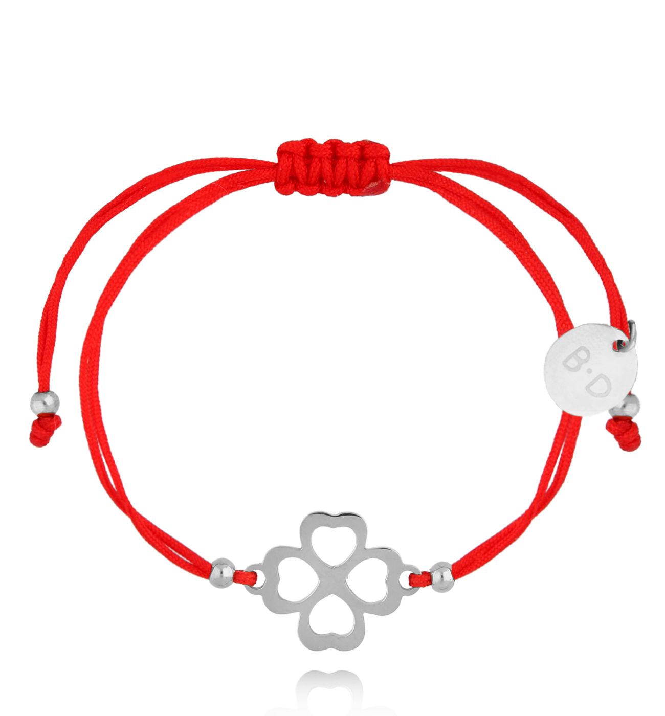 Bransoletka czerwona ze srebrną koniczynką Bien-être BGL0919