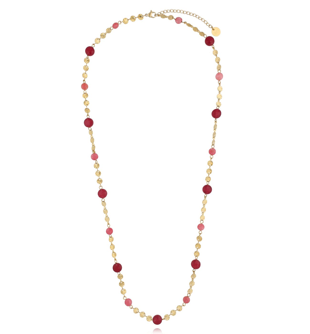 Naszyjnik długi z jadeitami i rubinami NSC0598