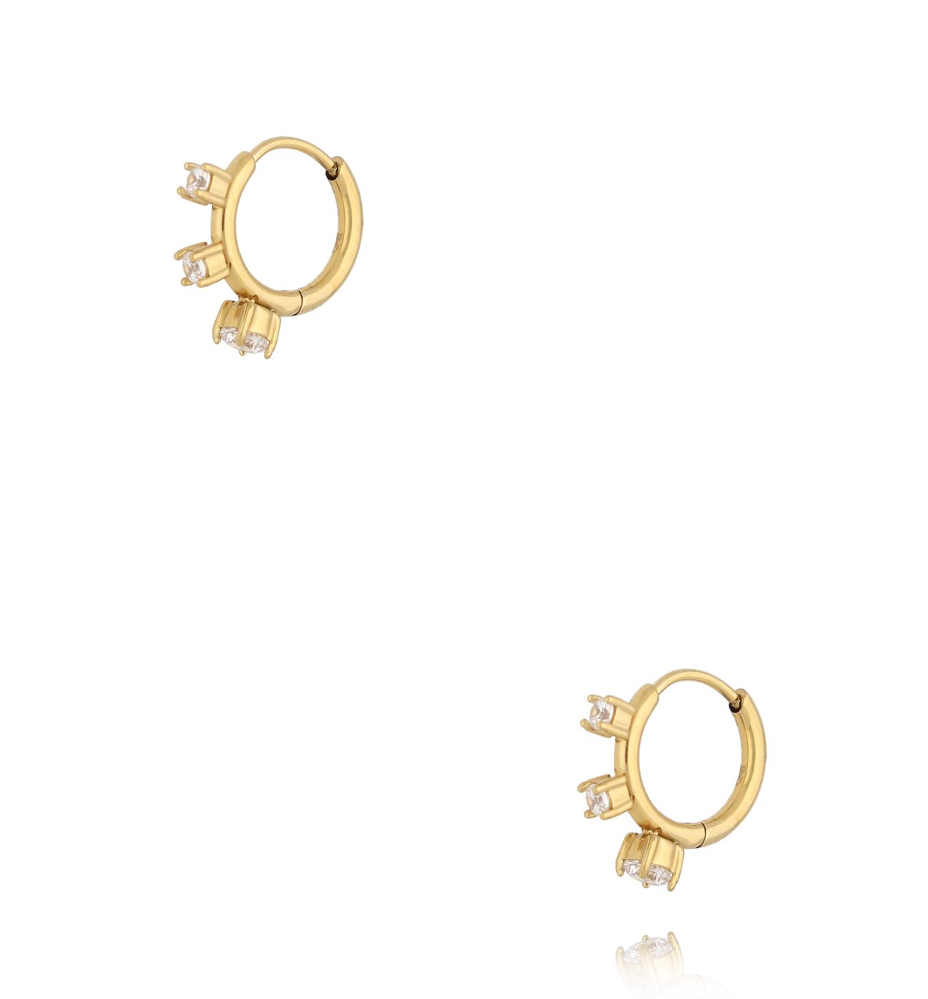 Kolczyki złocone z trzema cyrkoniami transparentnymi - By Dziubeka