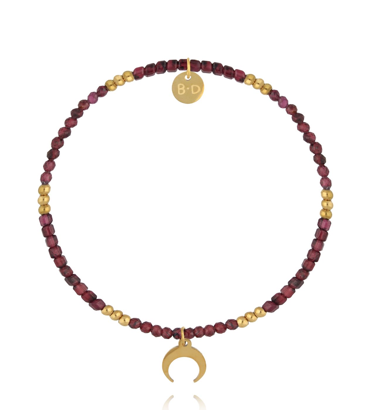 Bransoletka z granatu z zawieszką w kształcie półksiężyca BTW3537