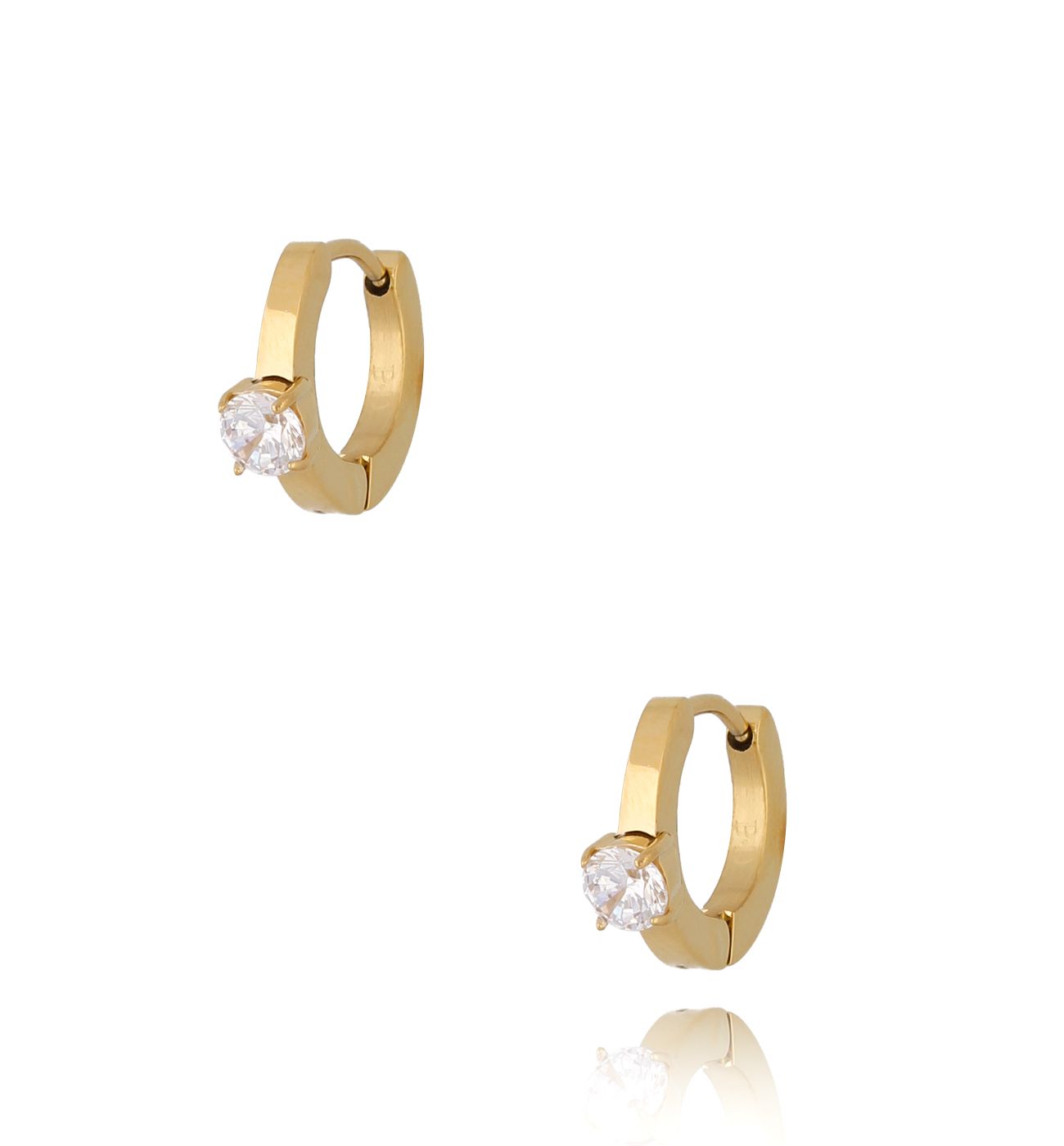 Kolczyki złote kółeczka z cyrkonią True - By Dziubeka