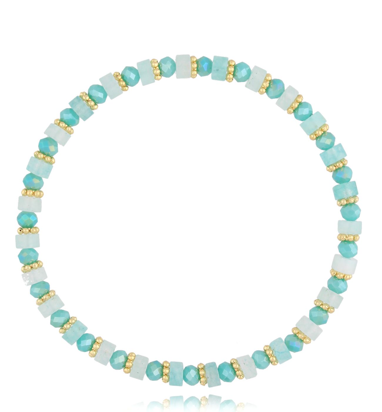 Bransoletka z jadeitami i szklanymi koralikami - By Dziubeka