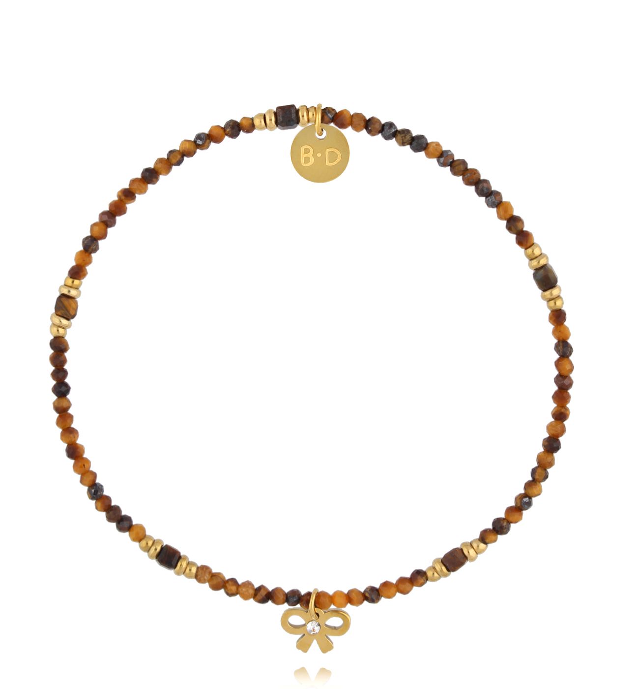 Bransoletka z tygrysim okiem i kokardką - By Dziubeka