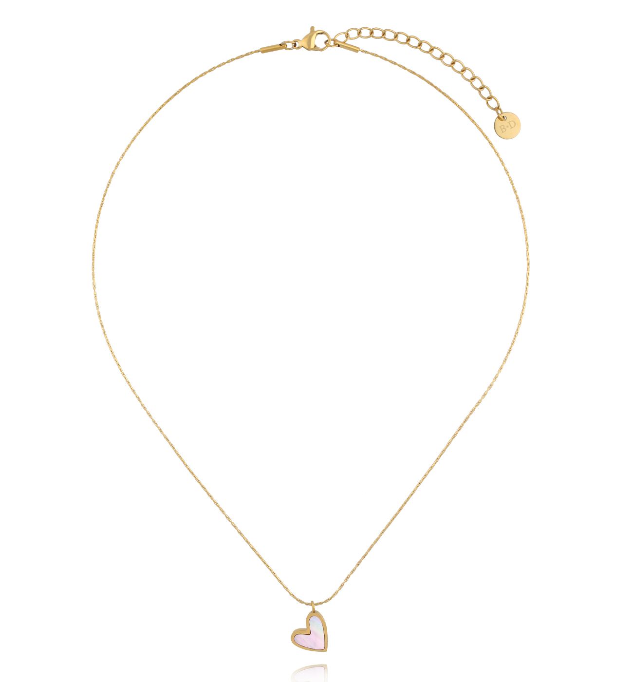 Naszyjnik z sercem z masy perłowej w kolorze złota NSY0923