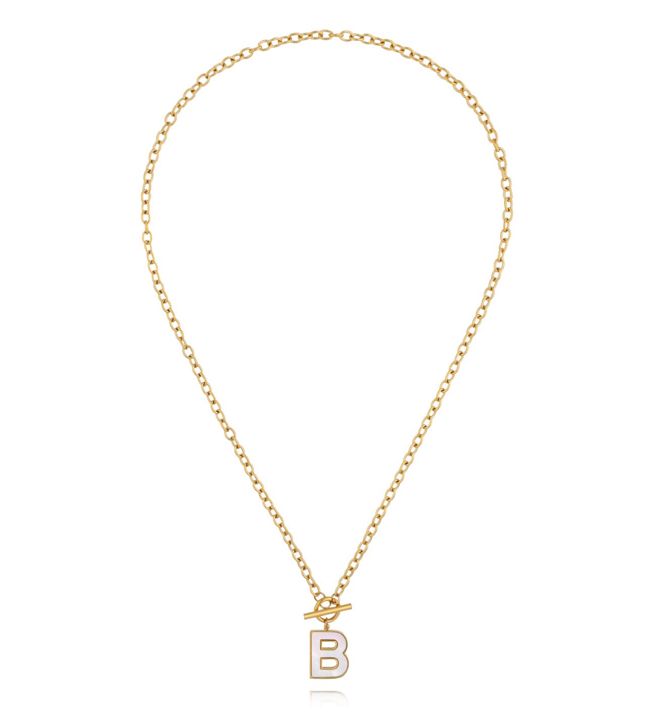 Naszyjnik z literą B i zapięciem toggle NSY0859