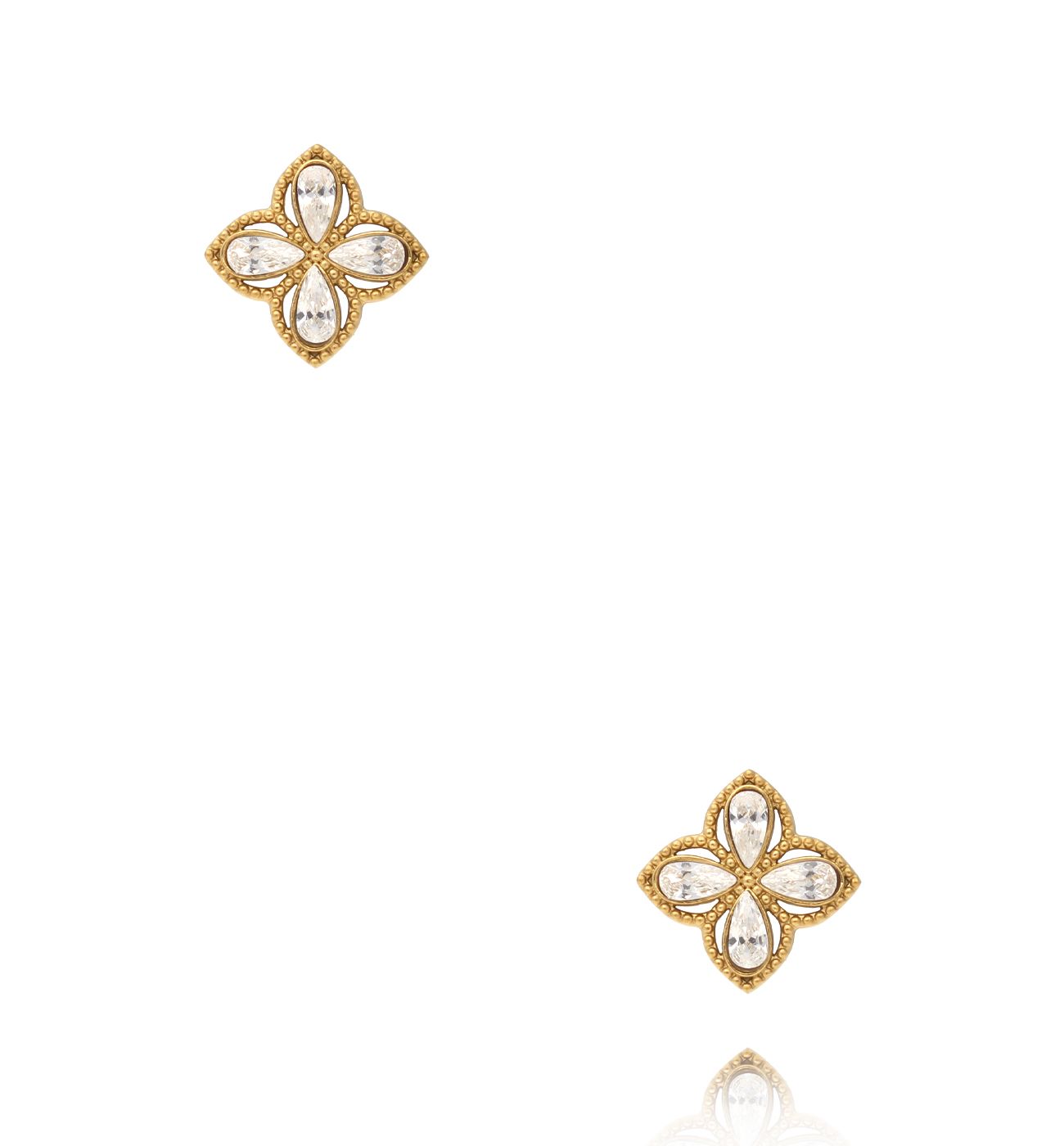 Kolczyki sztyfty z cyrkoniami w kształcie koniczyny KSY0690 - By Dziubeka