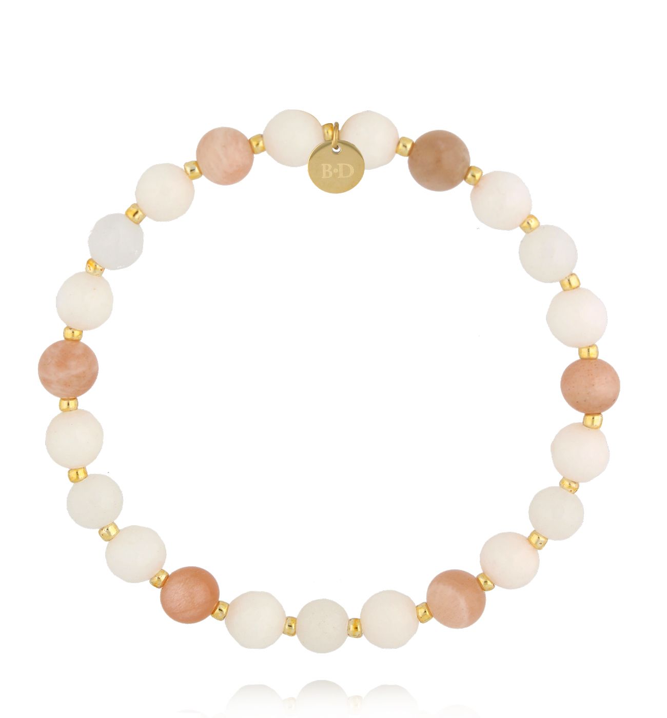 Bransoletka beżowa z jadeitami i kamieniami słonecznymi - By Dziubeka