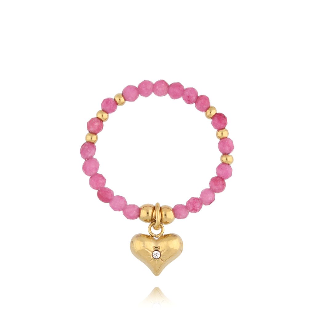 Pierścionek z różowymi turmalinami i sercem Millville PSC0426