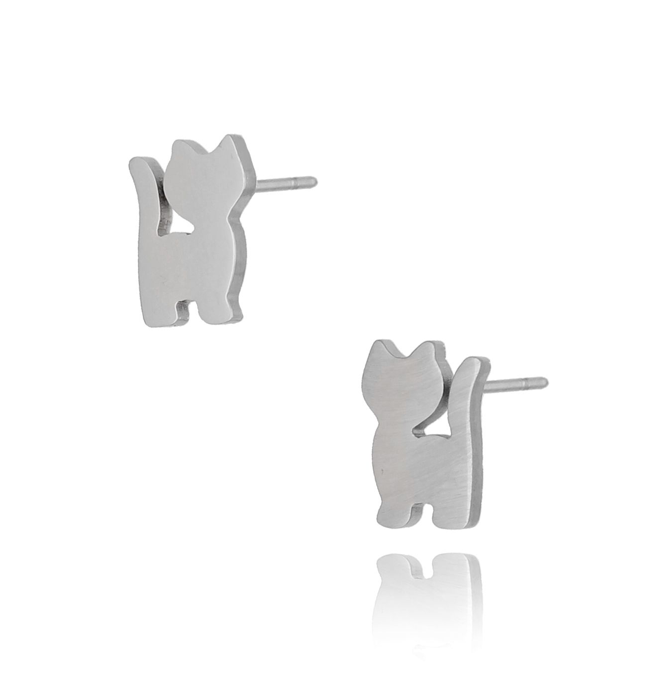 Kolczyki srebrne kotki ze stali szlachetnej KPS0003 - By Dziubeka