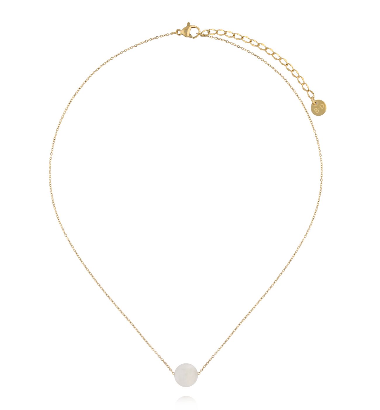 Naszyjnik z kamieniem księżycowym na delikatnym złotym łańcuszku - By Dziubeka
