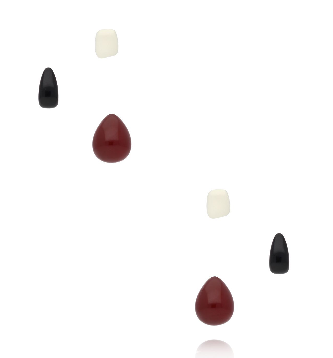 Zestaw kolczyków bordowych, czarnych i białych KMB0049 - By Dziubeka