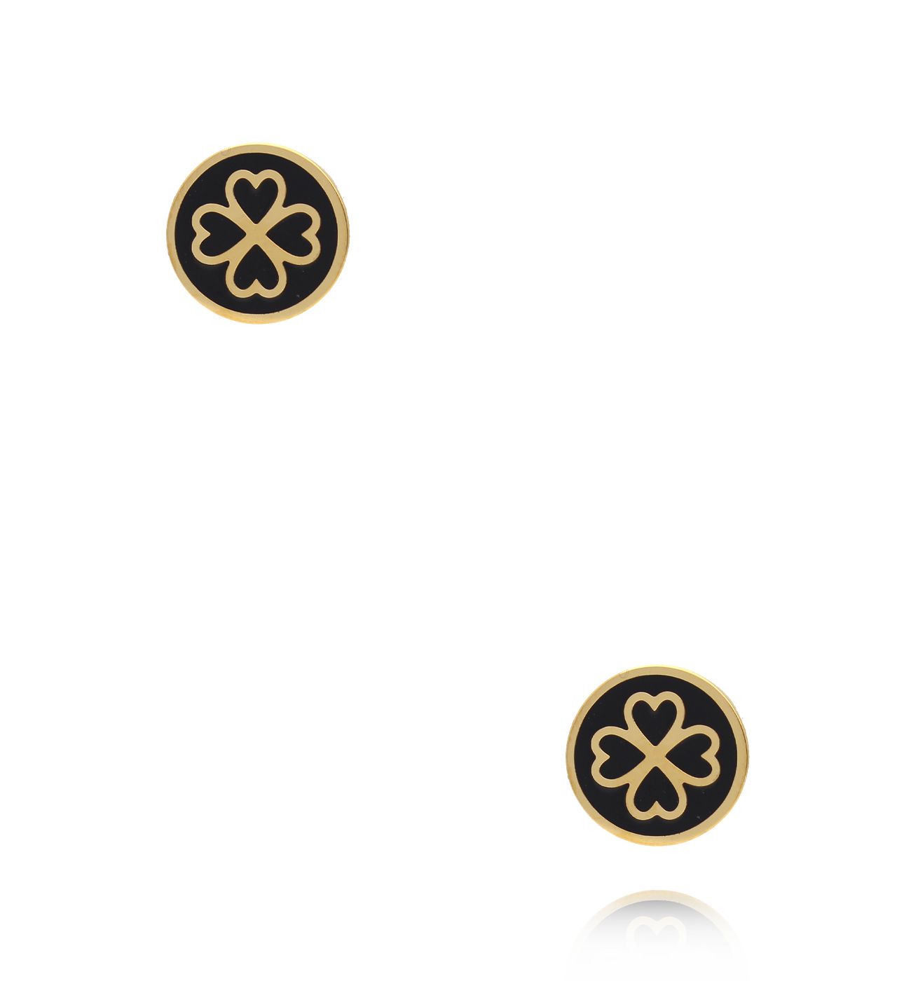 Kolczyk z koniczynkami i czarną emalią - By Dziubeka